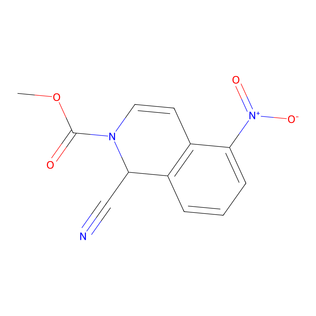 methyl 1-cyano-5-nitro-2(1H)-isoquinolinecarboxylate molecular structure, CAS 65325-51-1