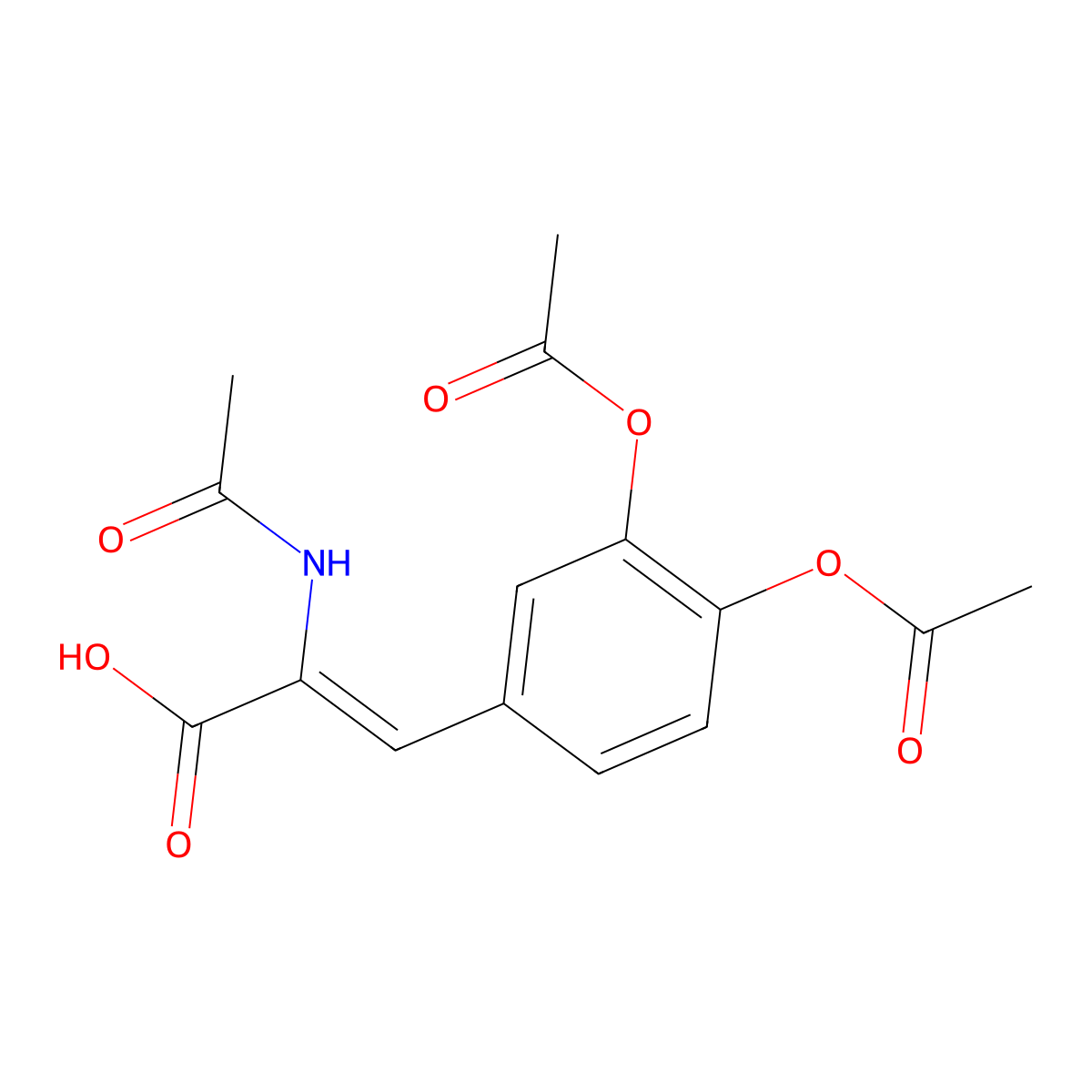 2-Acetamido-3-(3,4-diacetoxyphenyl)-2-propenoic acid molecular structure, CAS 65329-03-5