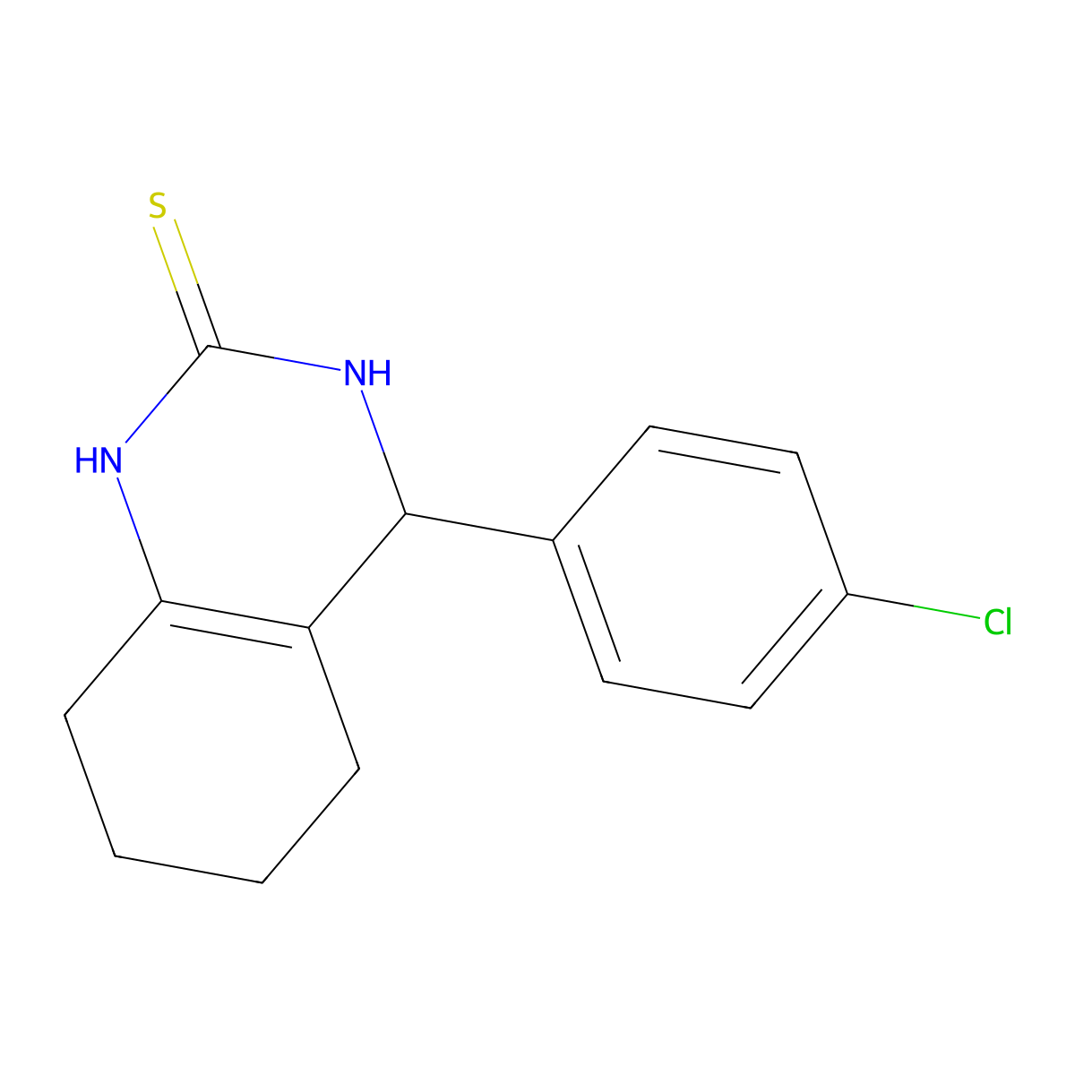 4-(4-Chlorophenyl)-1,3,4,5,6,7,8-heptahydroquinazoline-2-thione molecular structure, CAS 65331-18-2