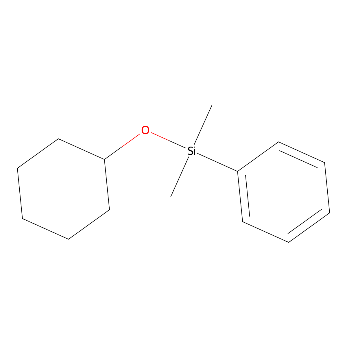 Cyclohexyl dimethylphenylsilyl ether molecular structure, CAS 65335-82-2