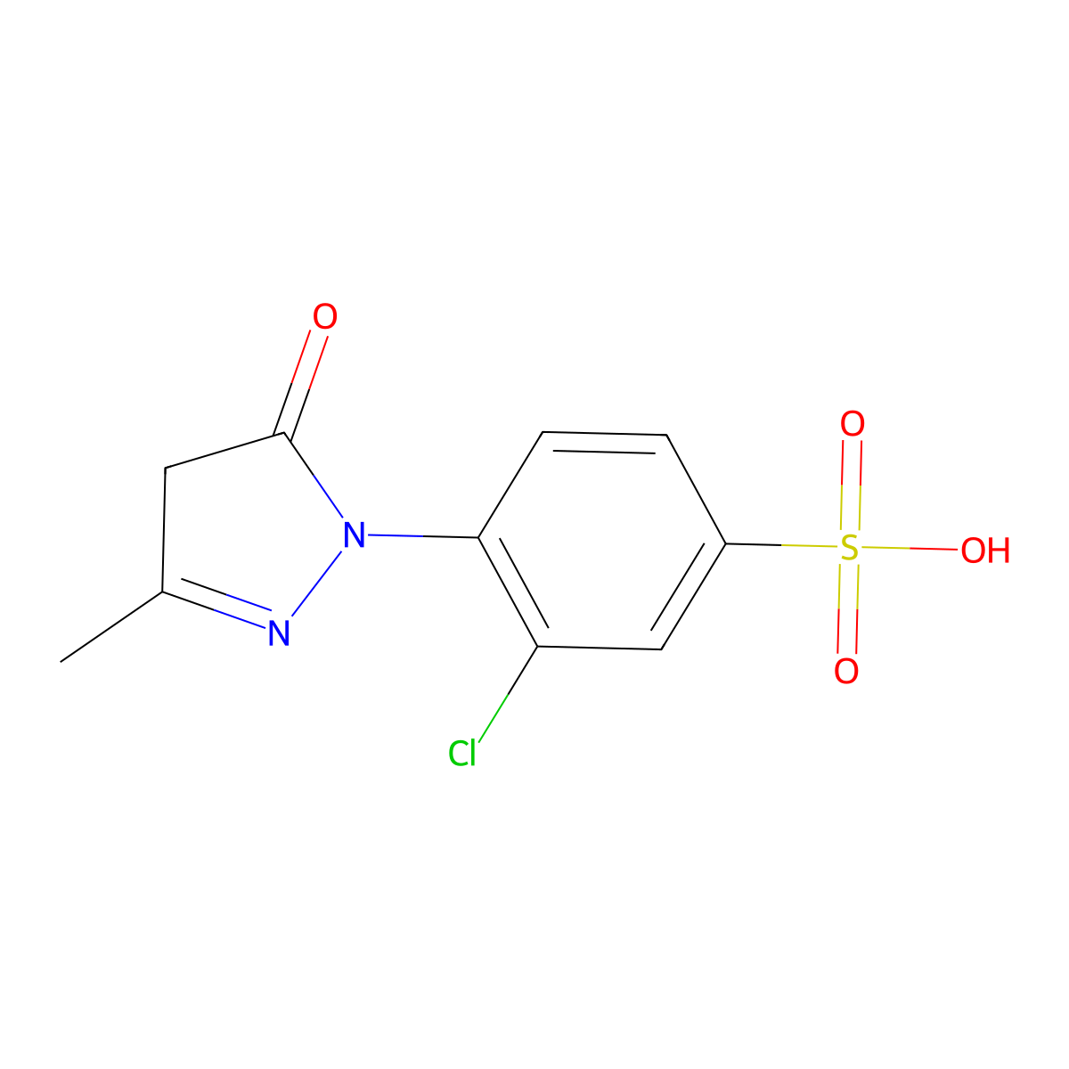 3-chloro-4-(3-methyl-5-oxo-4,5-dihydro-1H-pyrazol-1-yl)benzenesulfonic acid molecular structure, CAS 6534-33-4