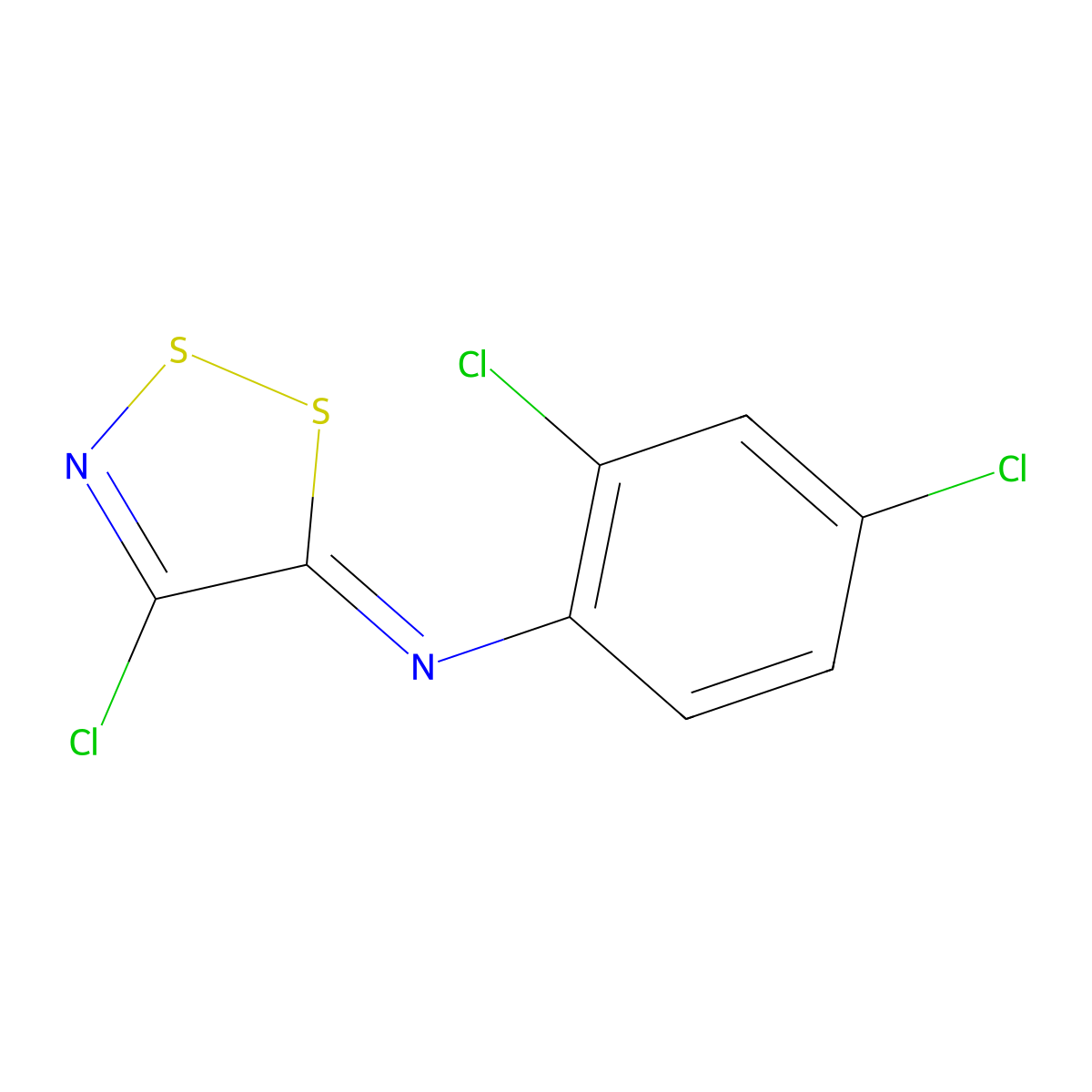 4-chloro-N-(2,4-dichlorophenyl)dithiazol-5-imine molecular structure, CAS 65342-89-4