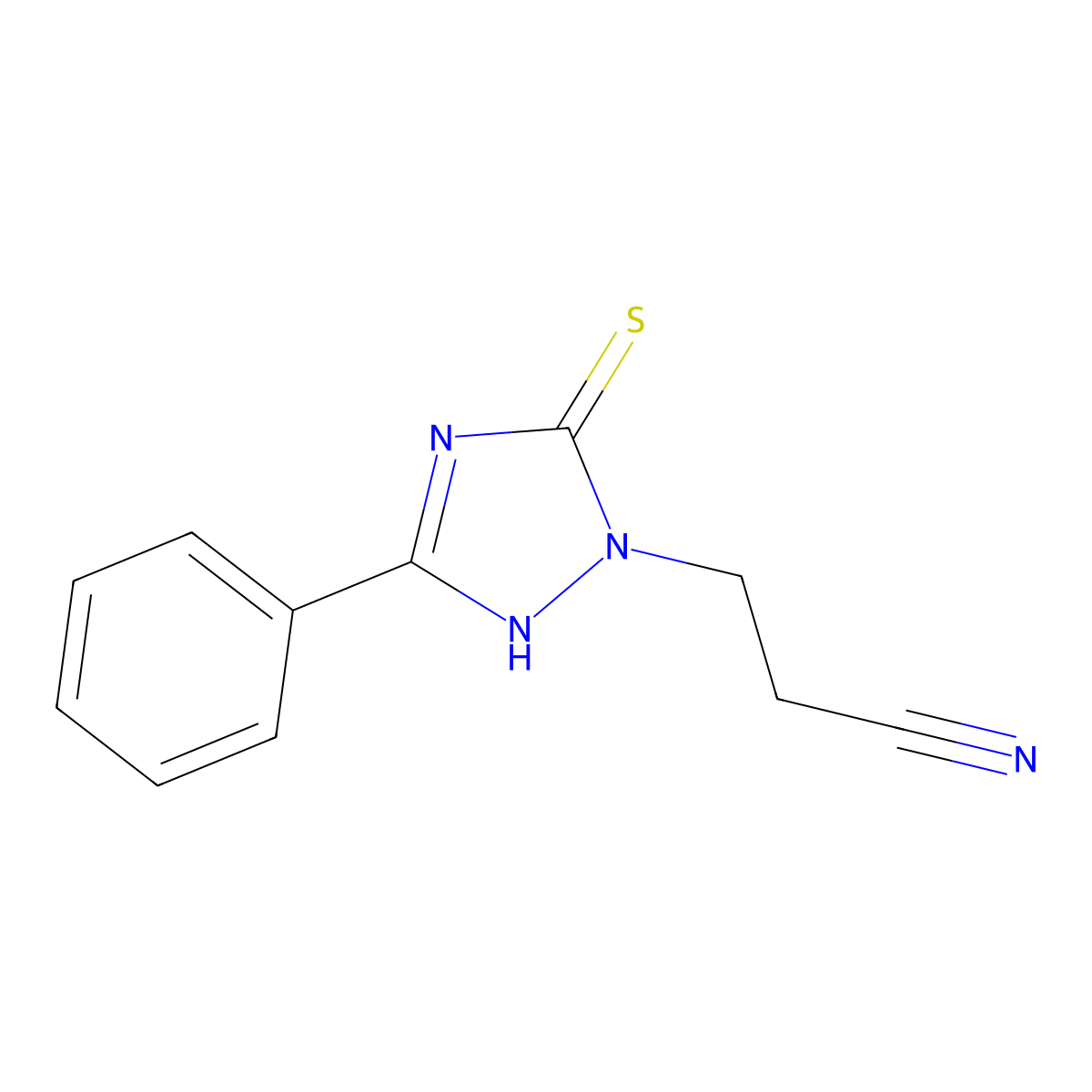 3-(5-phenyl-3-sulfanylidene-1H-1,2,4-triazol-2-yl)propanenitrile molecular structure, CAS 65348-50-7