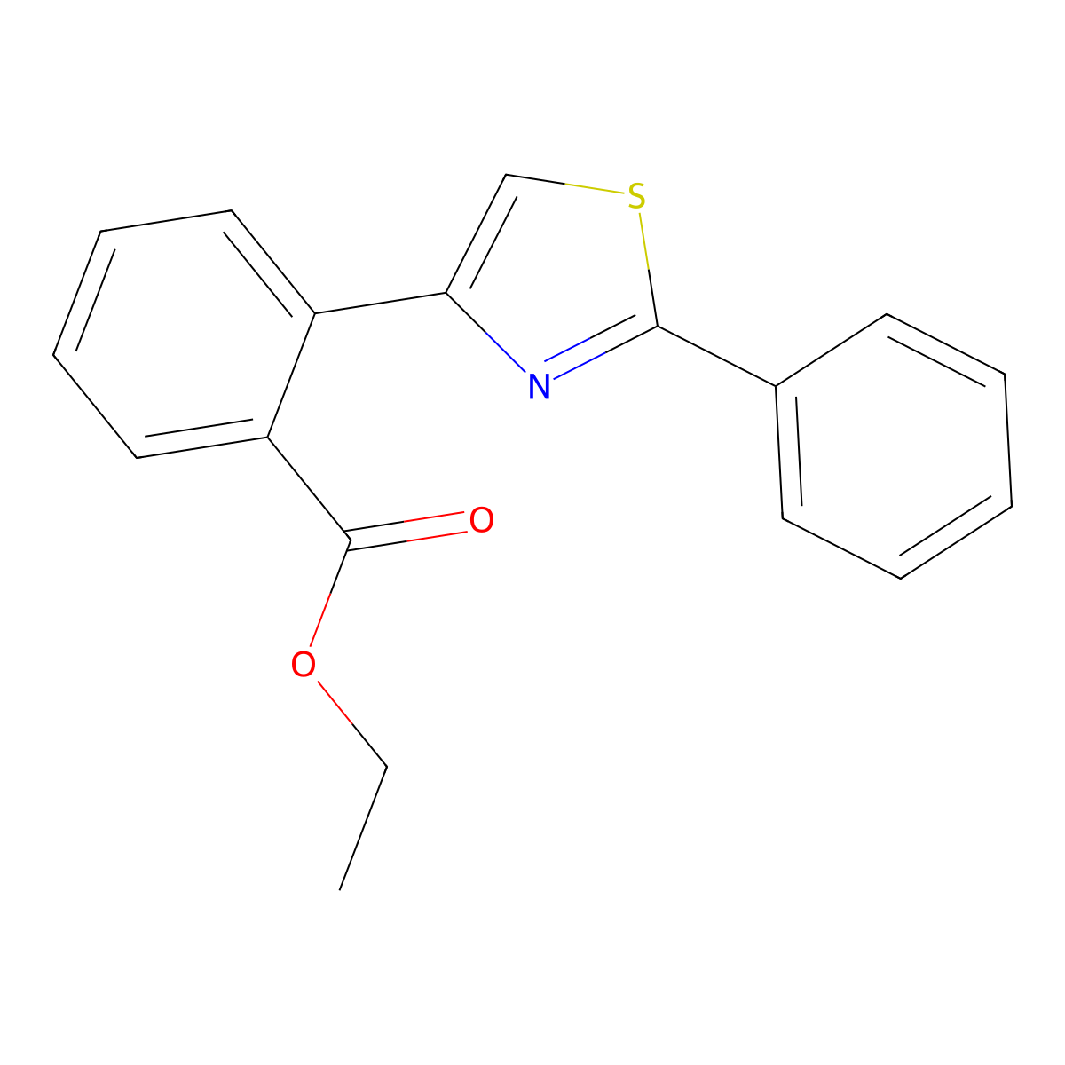 Ethyl 2-(2-phenyl-1,3-thiazol-4-yl)benzoate molecular structure, CAS 65349-17-9