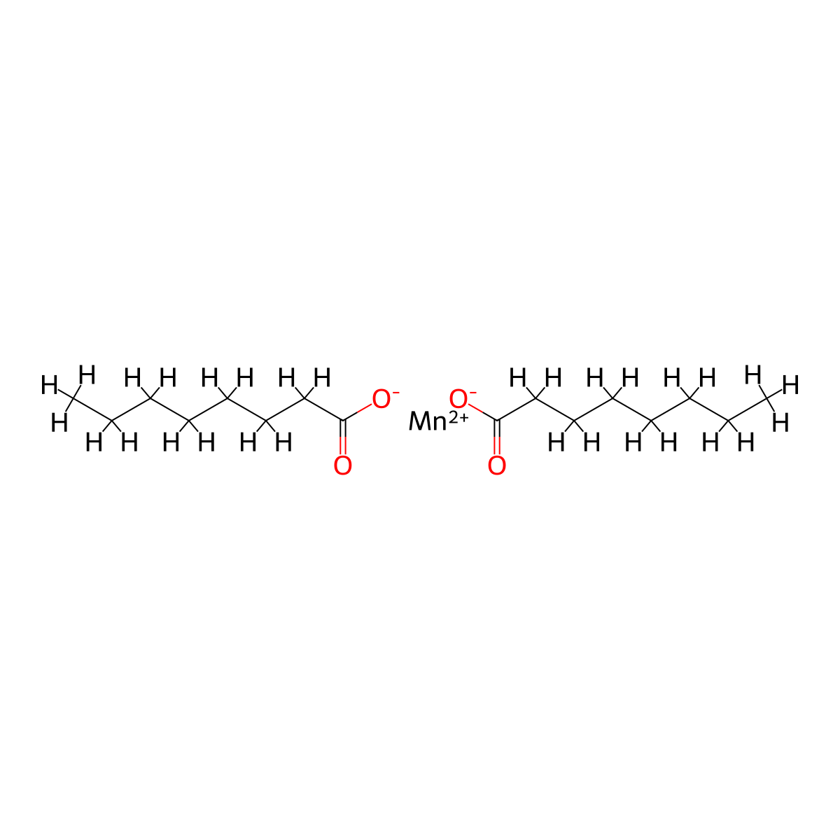 Manganese octanoate molecular structure, CAS 6535-19-9