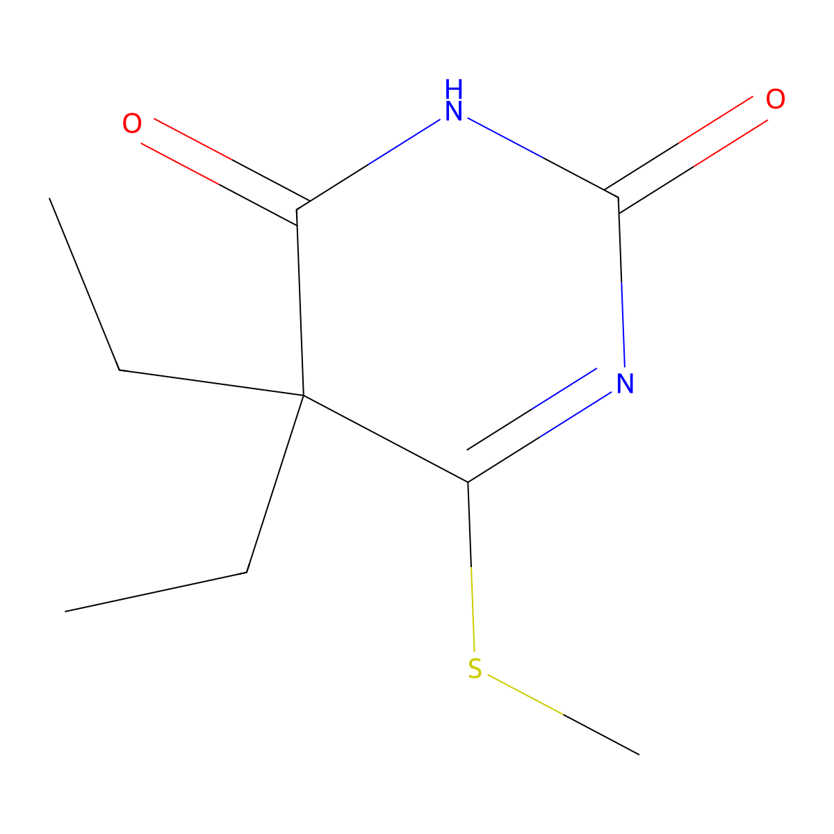 2,4(3H,5H)-Pyrimidinedione, 5,5-diethyl-6-(methylthio)- molecular structure, CAS 65350-89-2