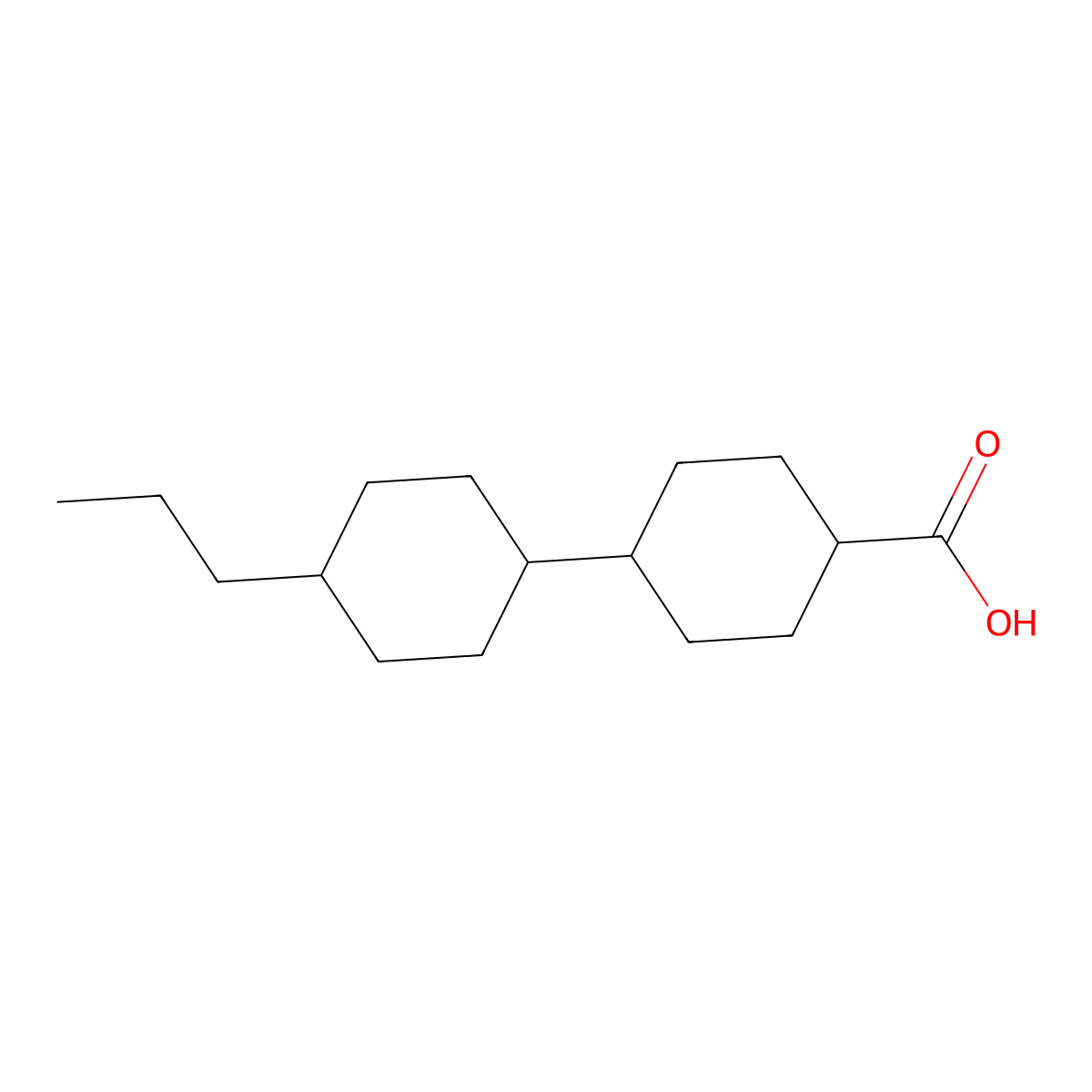trans-4'-Propyl-(1,1'-bicyclohexyl)-4-carboxylic Acid molecular structure, CAS 65355-32-0