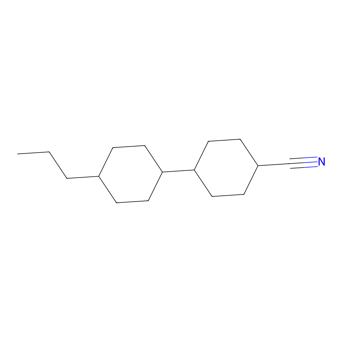 [1,1'-Bicyclohexyl]-4-carbonitrile, 4'-propyl-, (trans,trans)- molecular structure, CAS 65355-35-3
