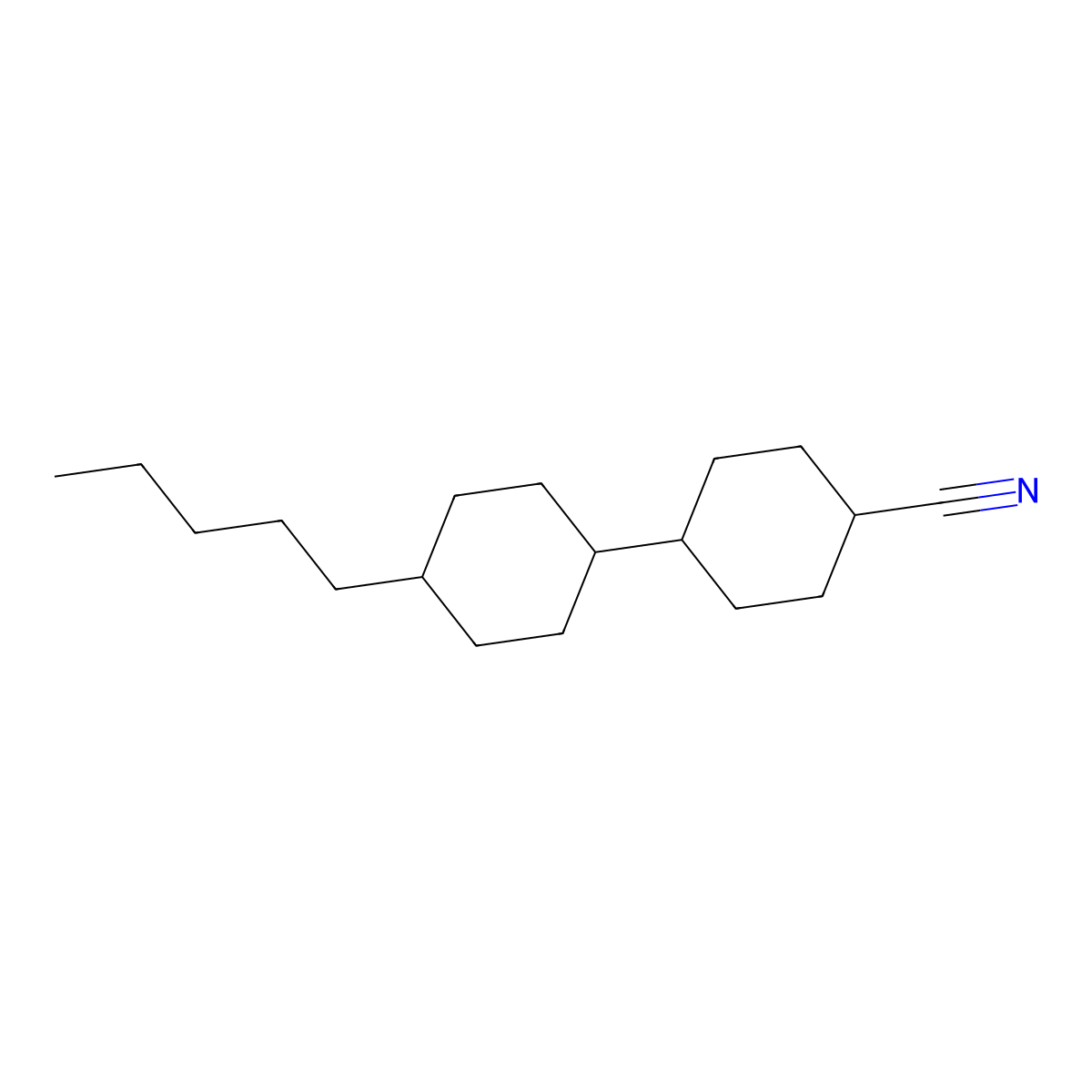 (1,1'-Bicyclohexyl)-4-carbonitrile, 4'-pentyl-, (trans,trans)- molecular structure, CAS 65355-36-4