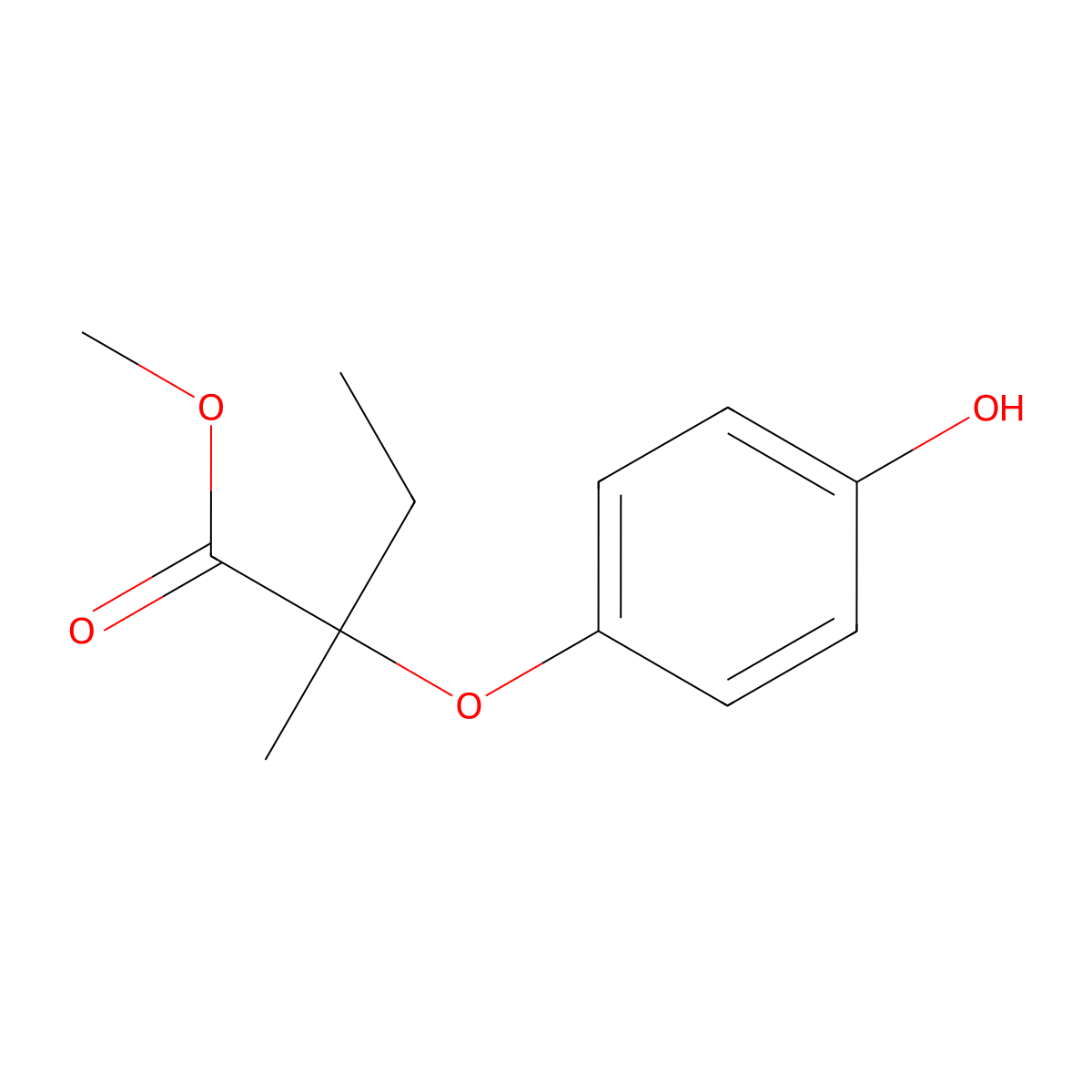 Methyl 2-(4-hydroxyphenoxy)-2-methylbutanoate molecular structure, CAS 653563-76-9