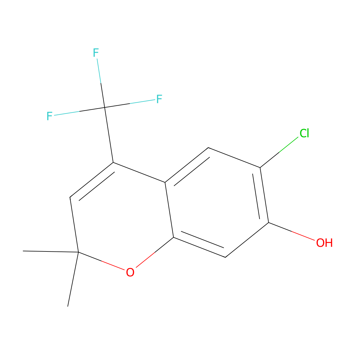 6-Chloro-2,2-dimethyl-4-(trifluoromethyl)-2H-chromen-7-ol molecular structure, CAS 653563-77-0