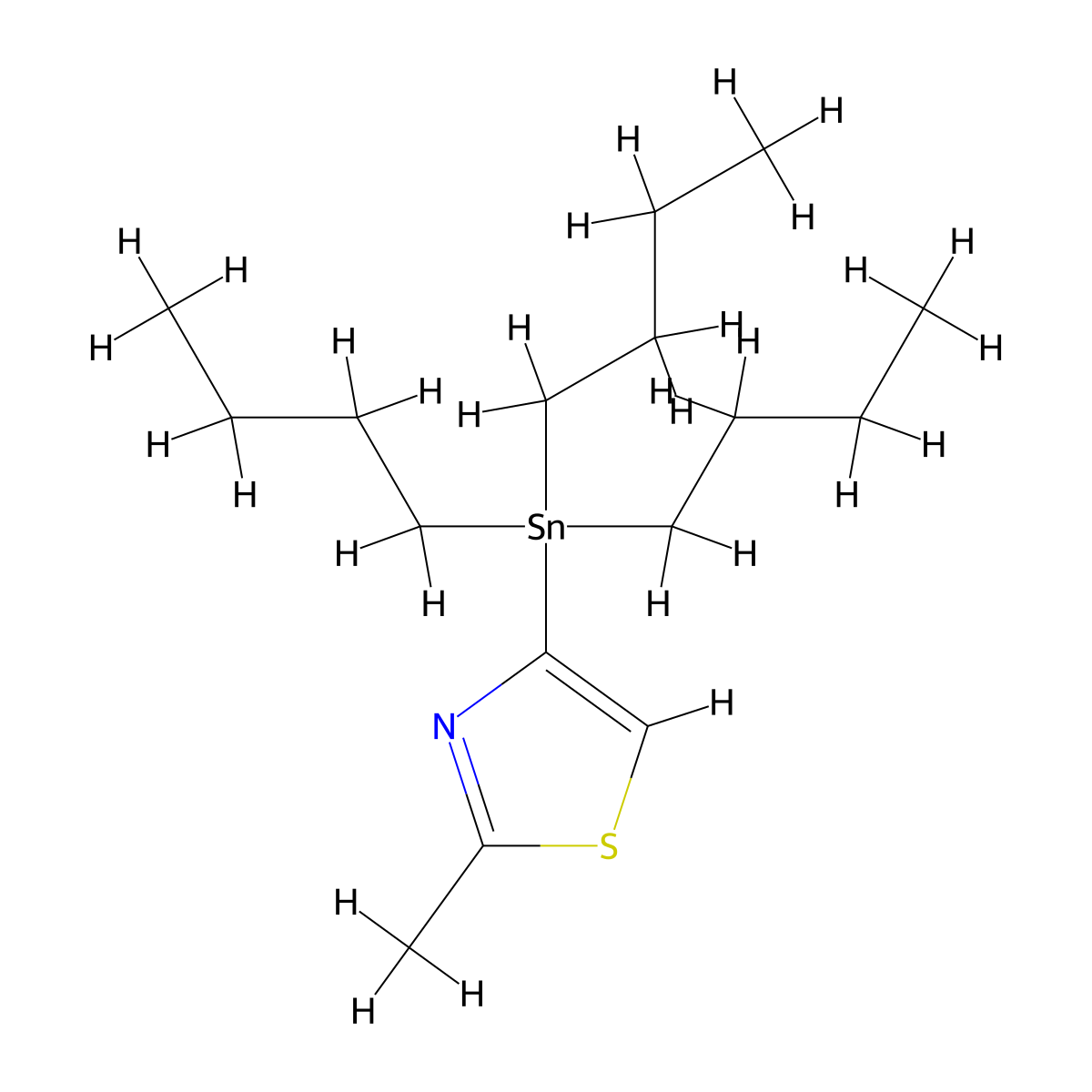 2-Methyl-4-(tributylstannyl)-1,3-thiazole molecular structure, CAS 653564-10-4