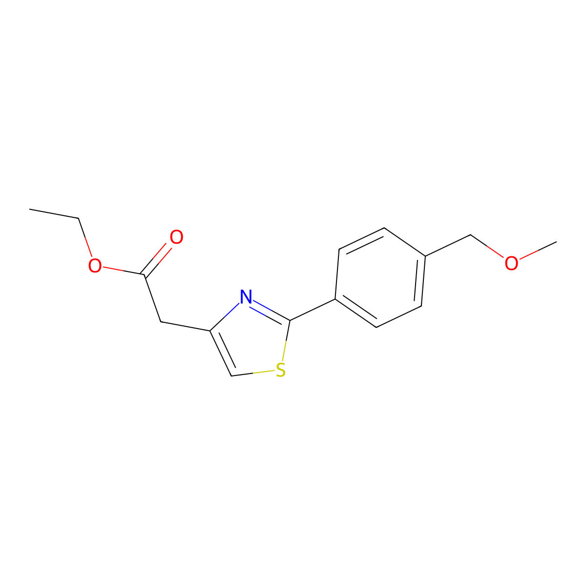 4-Thiazoleacetic acid, 2-[4-(methoxymethyl)phenyl]-, ethyl ester molecular structure, CAS 653568-70-8