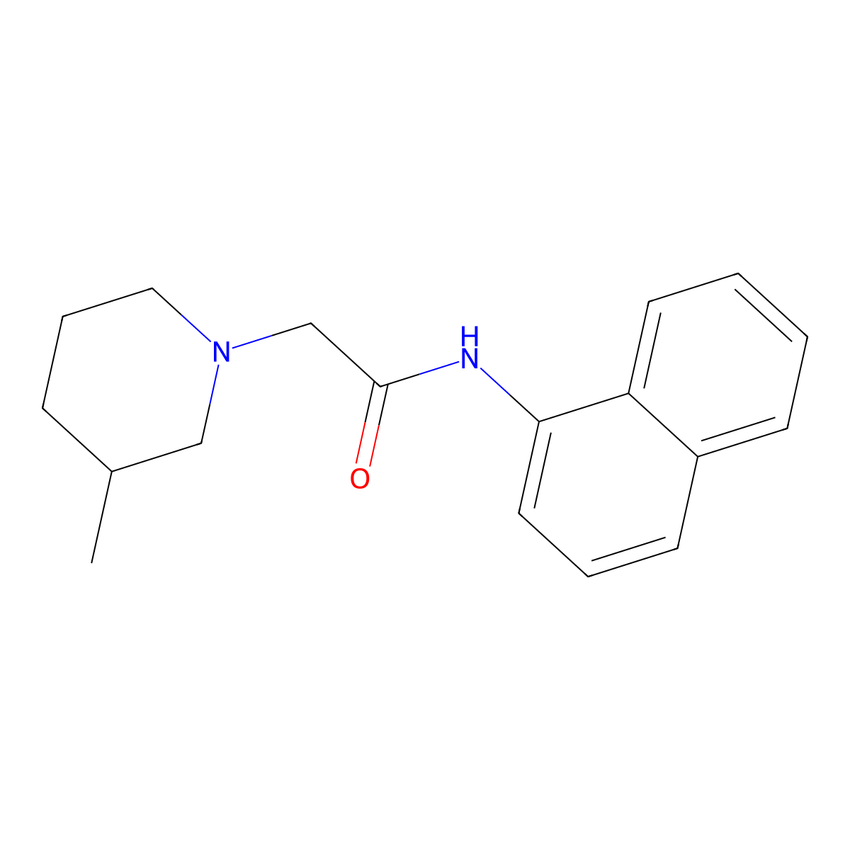 2-(3-methylpiperidin-1-yl)-N-(naphthalen-1-yl)acetamide molecular structure, CAS 653584-73-7