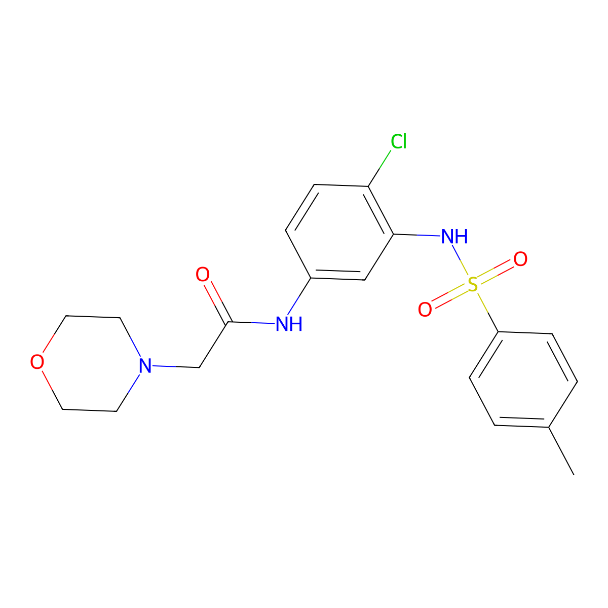 N-[4-Chloro-3-[[(4-methylphenyl)sulfonyl]amino]phenyl]-4-morpholineacetamide molecular structure, CAS 653584-87-3