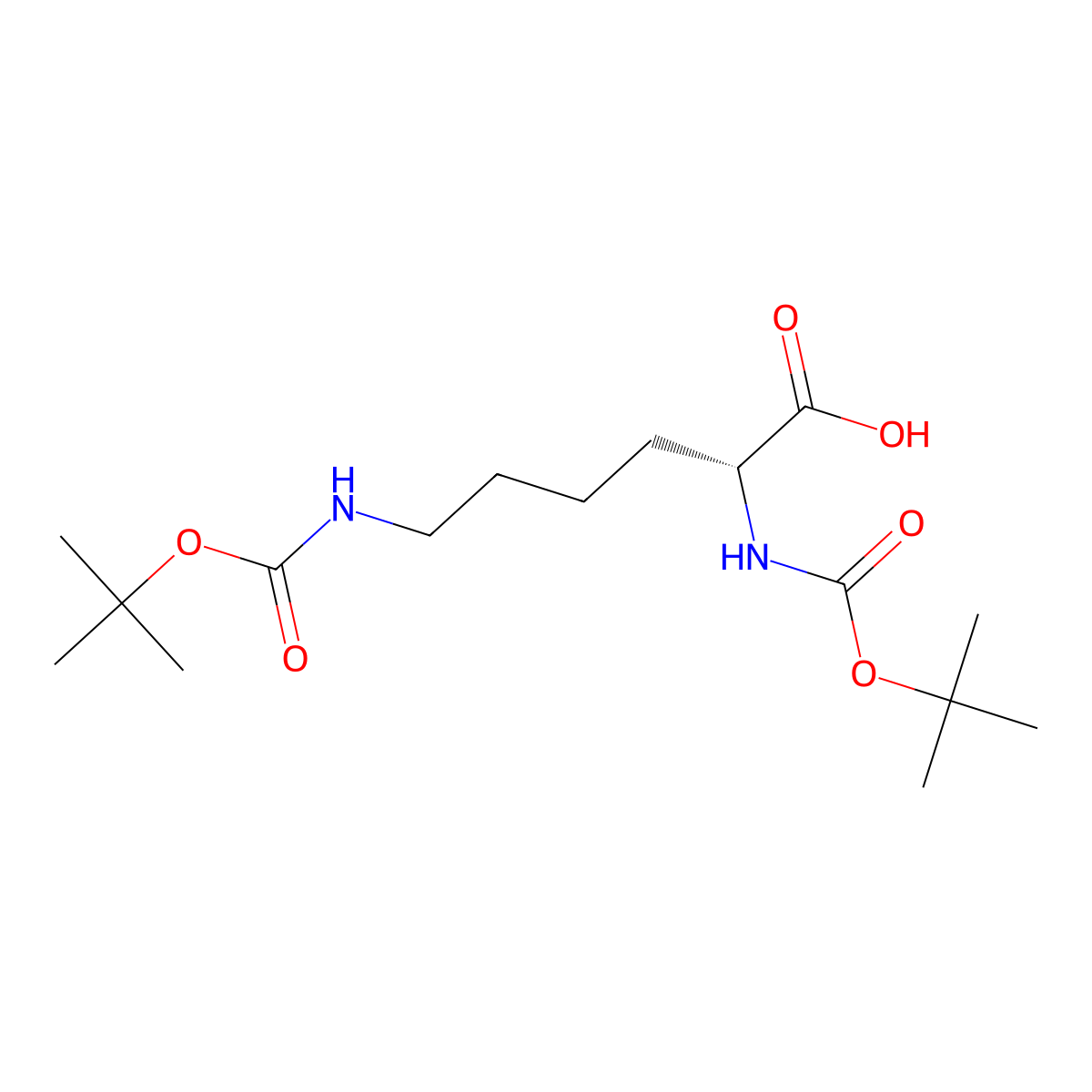 (R)-2,6-Bis((tert-butoxycarbonyl)amino)hexanoic acid molecular structure, CAS 65360-27-2