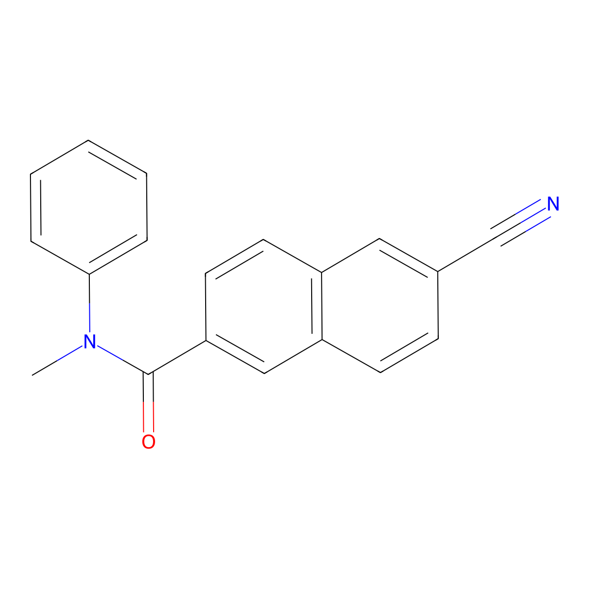 2-Naphthalenecarboxamide, 6-cyano-N-methyl-N-phenyl- molecular structure, CAS 653604-26-3