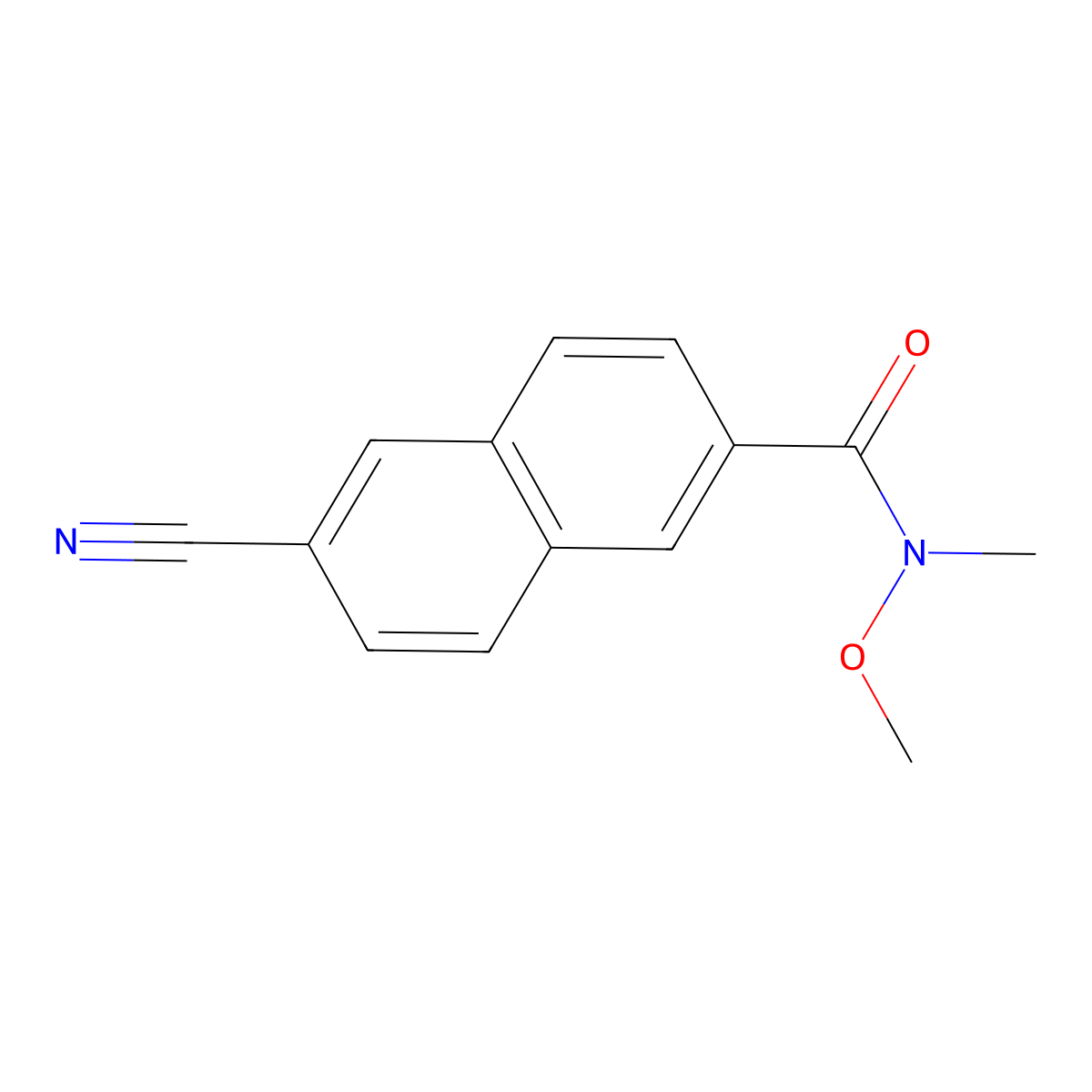 2-Naphthalenecarboxamide, 6-cyano-N-methoxy-N-methyl- molecular structure, CAS 653604-30-9