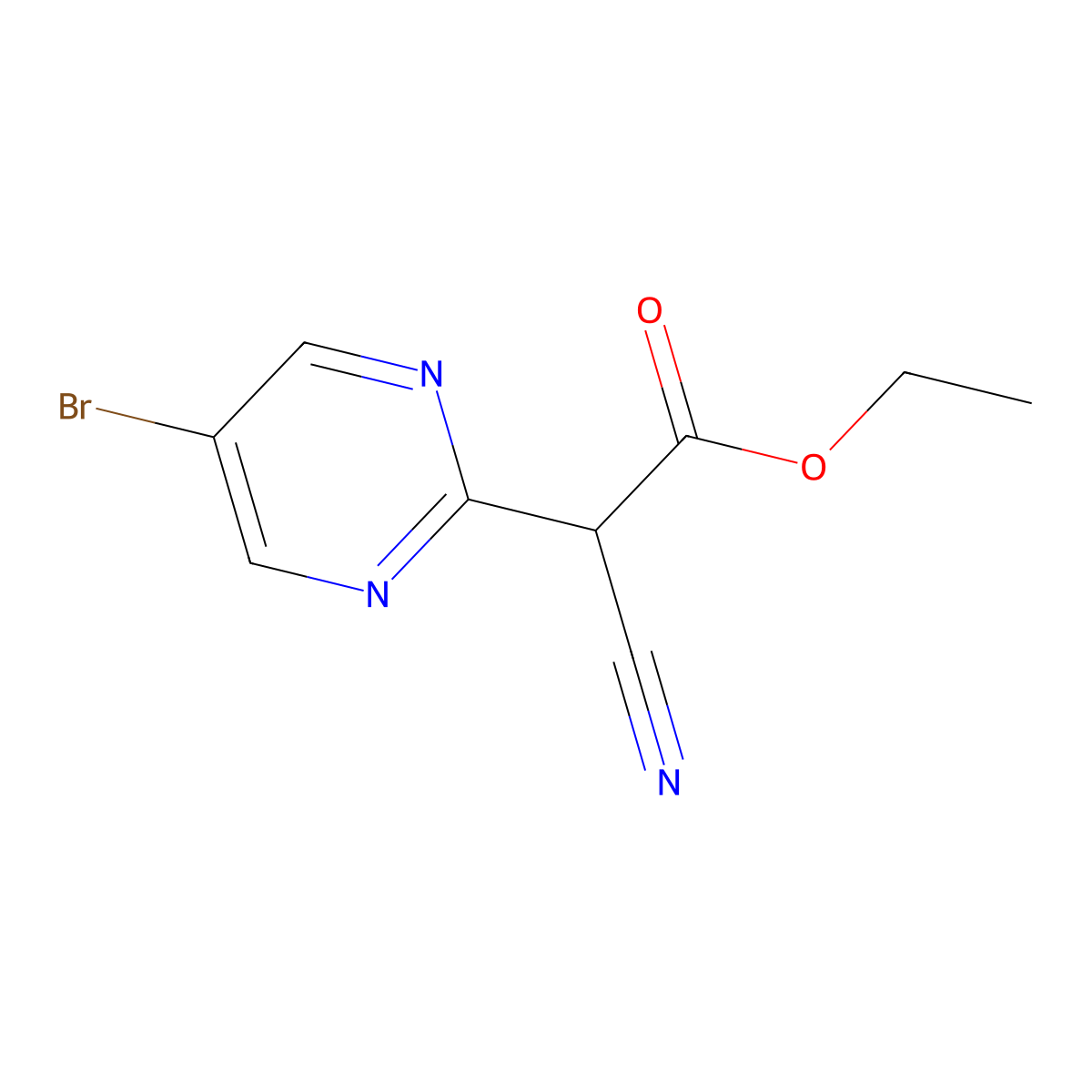 Ethyl 2-(5-bromopyrimidin-2-yl)-2-cyanoacetate molecular structure, CAS 65364-66-1