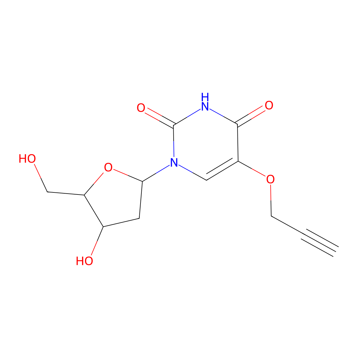 Propynyloxy-2'-deoxyuridine molecular structure, CAS 65367-85-3