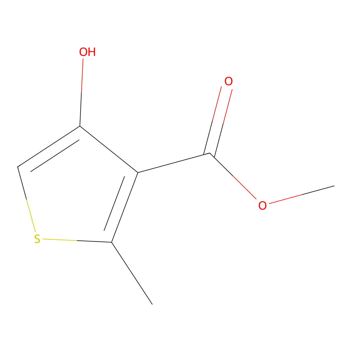 Methyl 4-hydroxy-2-methylthiophene-3-carboxylate molecular structure, CAS 65369-28-0
