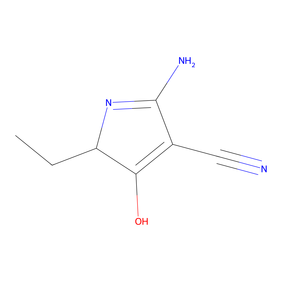 2-amino-5-ethyl-4-oxo-4,5-dihydro-1H-pyrrole-3-carbonitrile molecular structure, CAS 65369-39-3