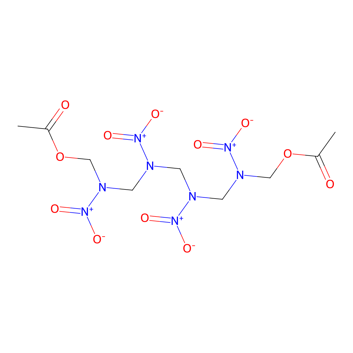 2,4,6,8-Tetranitro-2,4,6,8-tetraazanonane-1,9-diyl diacetate molecular structure, CAS 6537-83-3