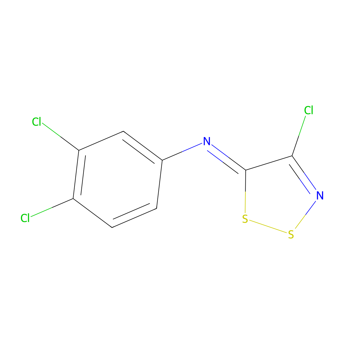 4-chloro-N-(3,4-dichlorophenyl)dithiazol-5-imine molecular structure, CAS 65374-58-5