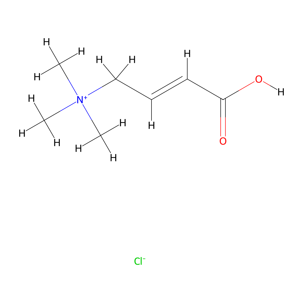 Crotonobetaine hydrochloride molecular structure, CAS 6538-82-5