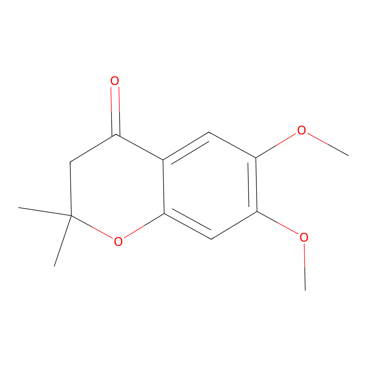 4H-1-Benzopyran-4-one, 2,3-dihydro-6,7-dimethoxy-2,2-dimethyl- molecular structure, CAS 65383-61-1