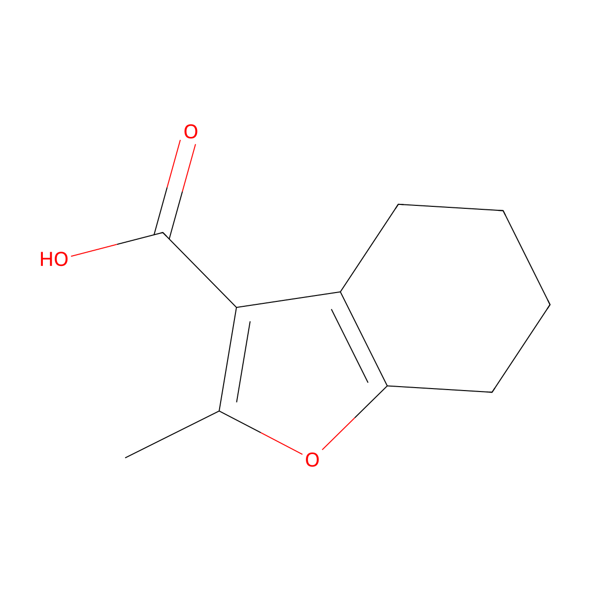 2-Methyl-4,5,6,7-tetrahydrobenzofuran-3-carboxylic acid molecular structure, CAS 65384-02-3
