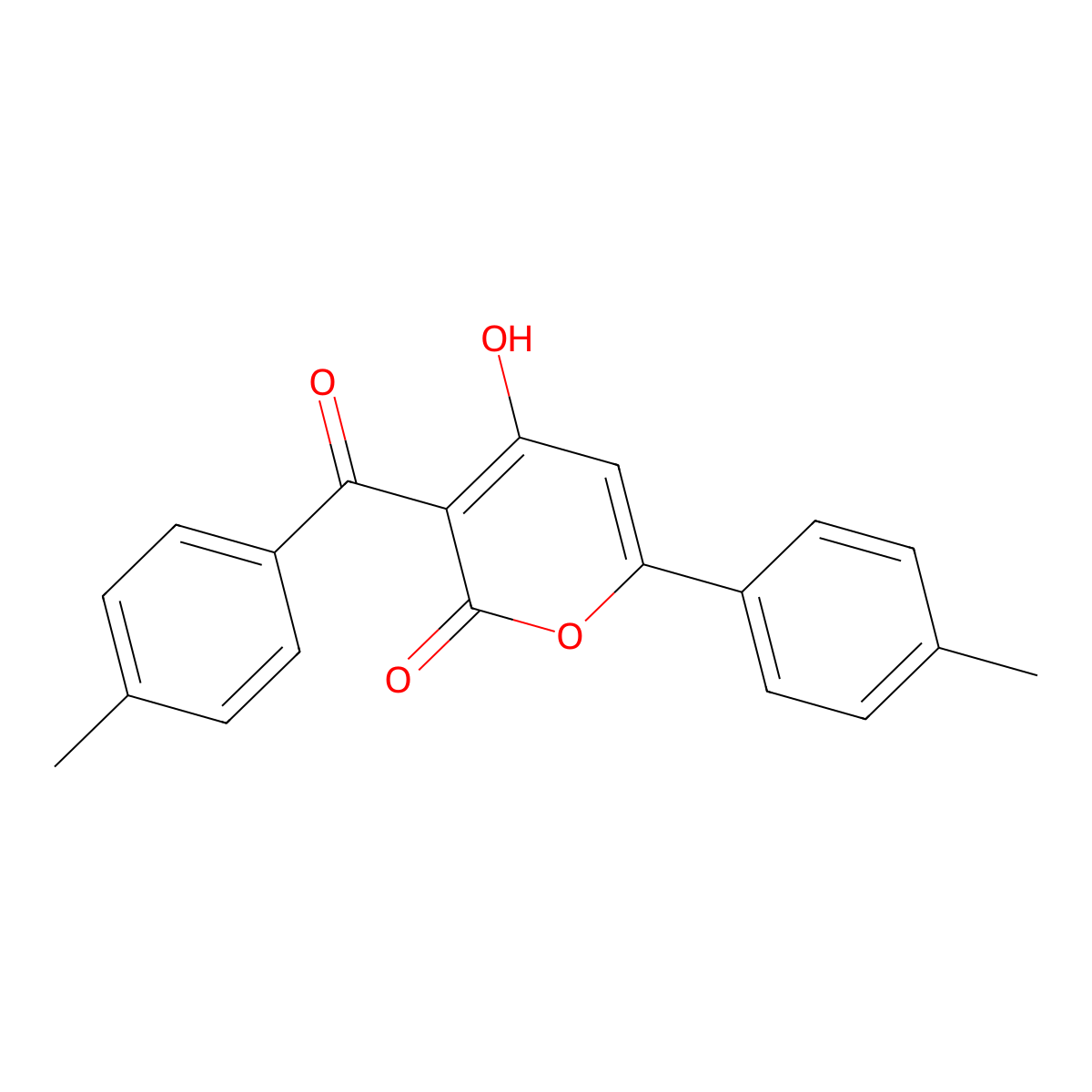 4-Hydroxy-3-(4-methyl-benzoyl)-6-p-tolyl-pyran-2-one molecular structure, CAS 65384-67-0