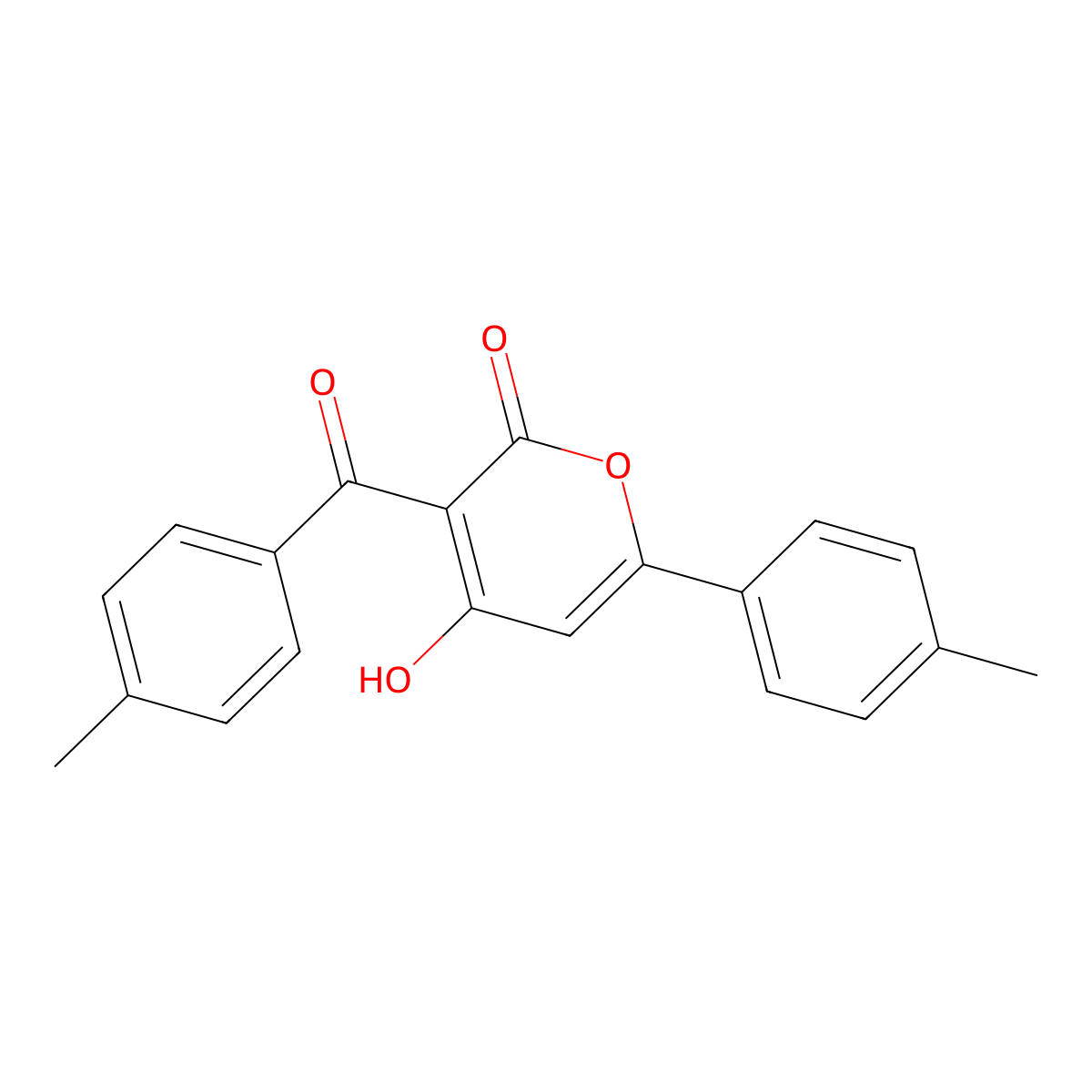 4-Hydroxy-3-(4-methyl-benzoyl)-6-p-tolyl-pyran-2-one molecular structure, CAS 65384-67-0