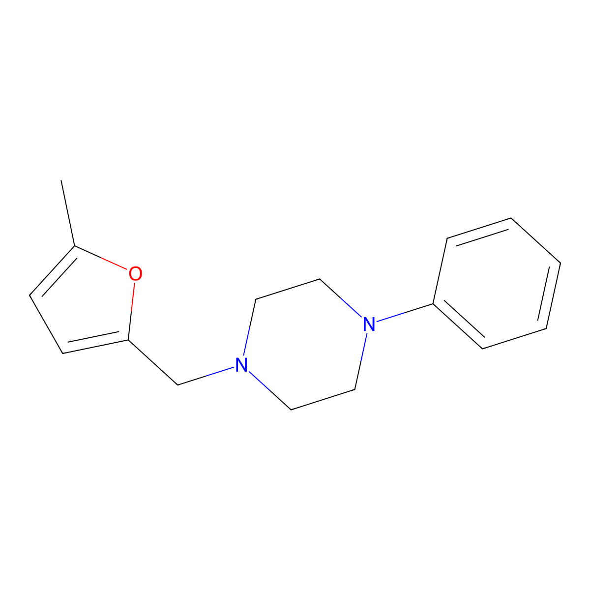 1-[(5-Methylfuran-2-yl)methyl]-4-phenylpiperazine molecular structure, CAS 65385-84-4