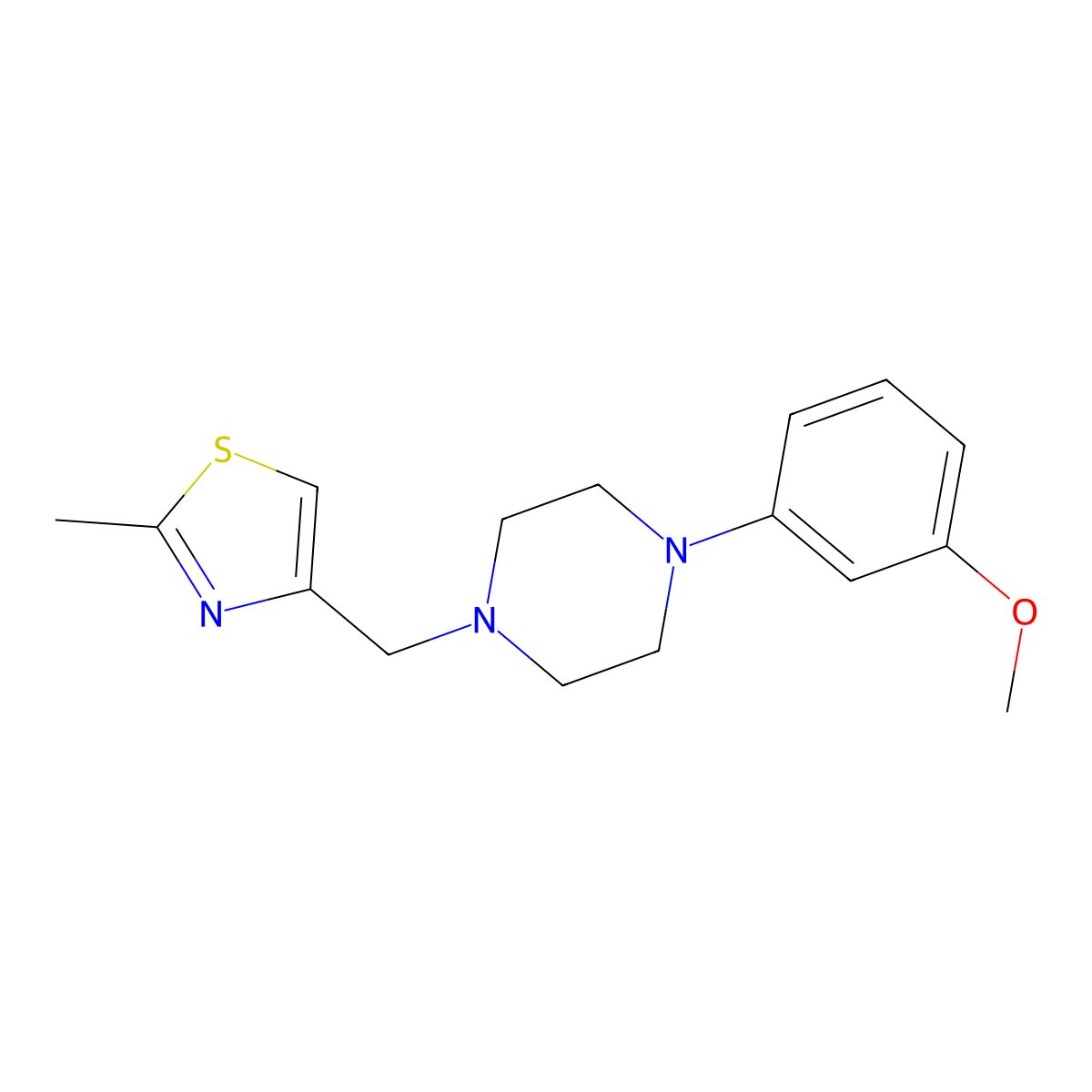 1-(3-Methoxyphenyl)-4-[(2-methyl-1,3-thiazol-4-yl)methyl]piperazine molecular structure, CAS 65386-18-7