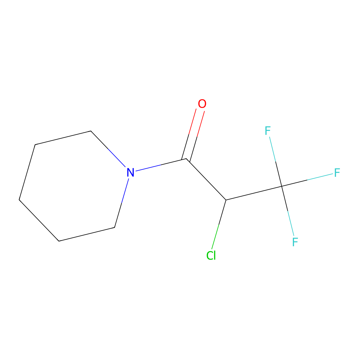 2-Chloro-3,3,3-trifluoro-1-piperidino-1-propanone molecular structure, CAS 65388-63-8
