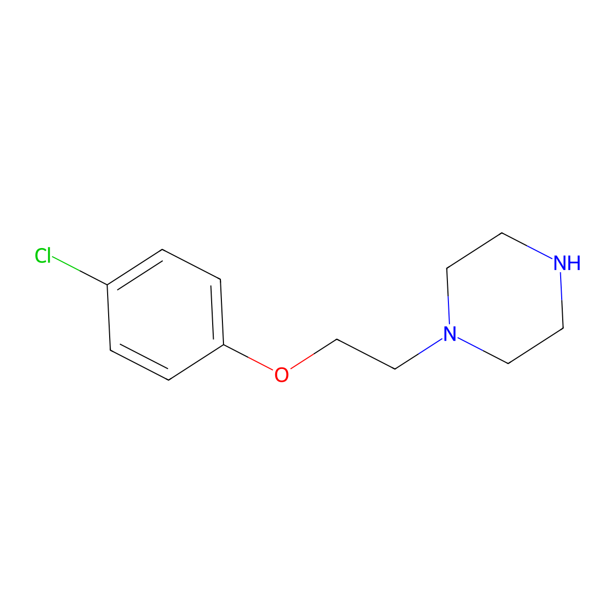 1-(2-(4-Chlorophenoxy)ethyl)piperazine molecular structure, CAS 65390-59-2