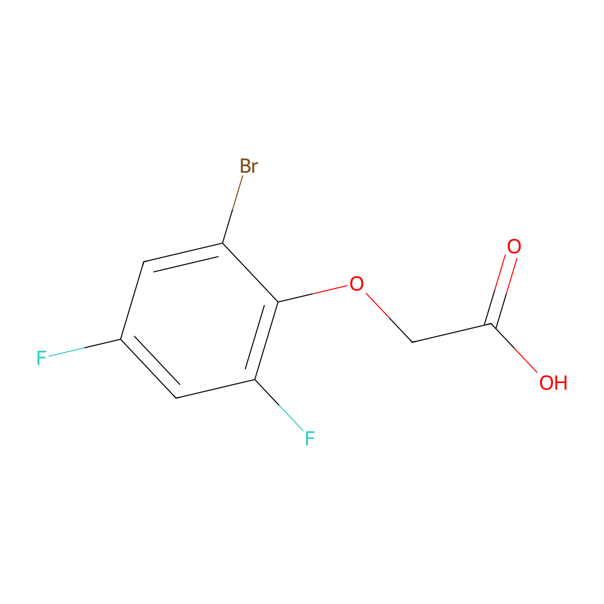 (2-Bromo-4,6-difluoro-phenoxy)-acetic acid molecular structure, CAS 654-07-9