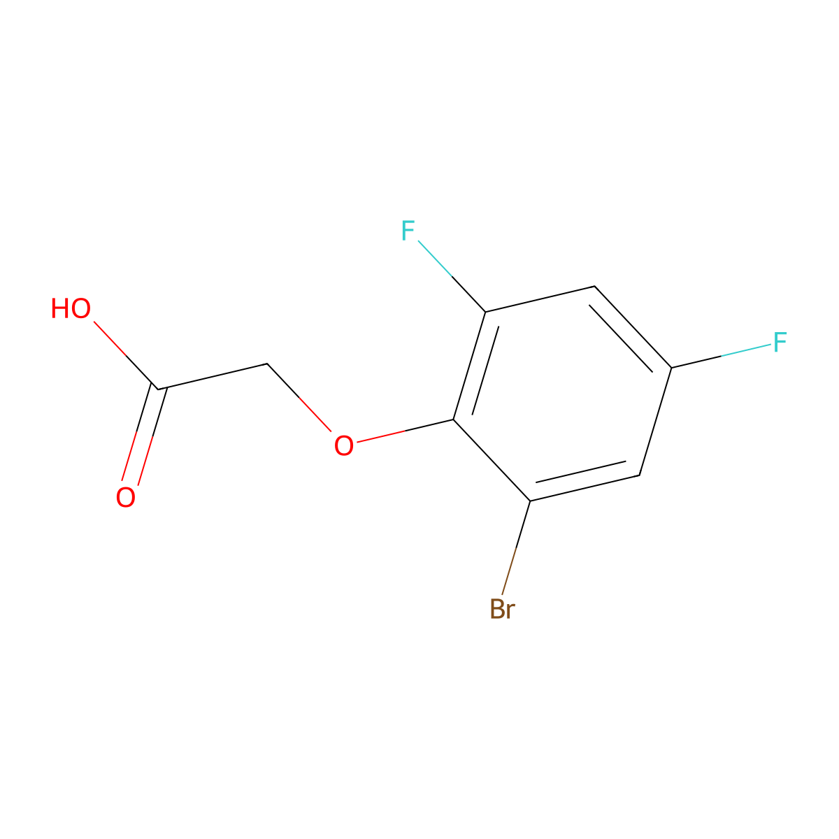 (2-Bromo-4,6-difluoro-phenoxy)-acetic acid molecular structure, CAS 654-07-9