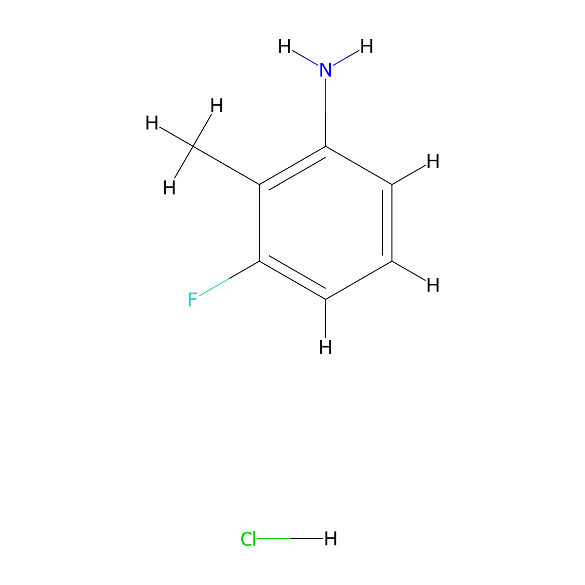 3-Fluoro-2-methylaniline hydrochloride molecular structure, CAS 654-20-6