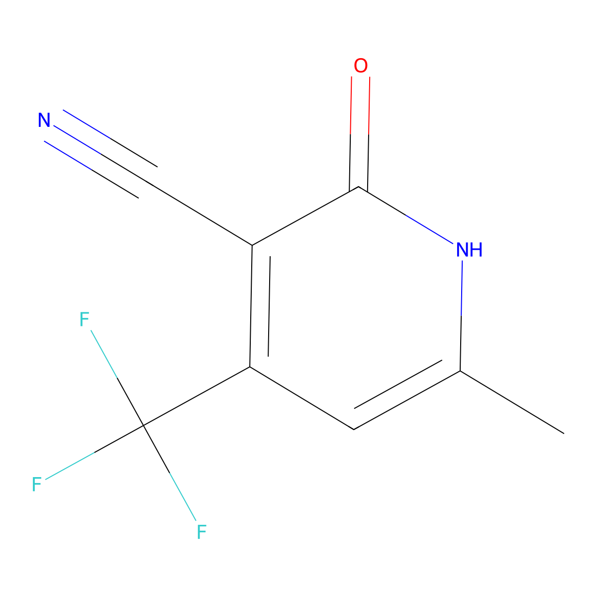 6-Methyl-2-oxo-4-(trifluoromethyl)-1,2-dihydropyridine-3-carbonitrile molecular structure, CAS 654-49-9