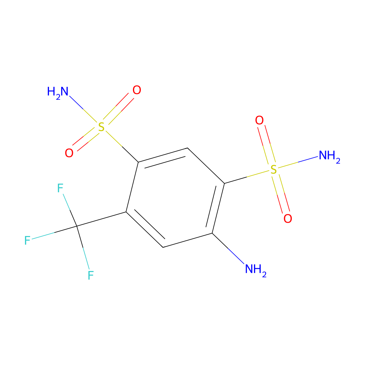 4-Amino-6-(trifluoromethyl)-1,3-benzenedisulfonamide molecular structure, CAS 654-62-6