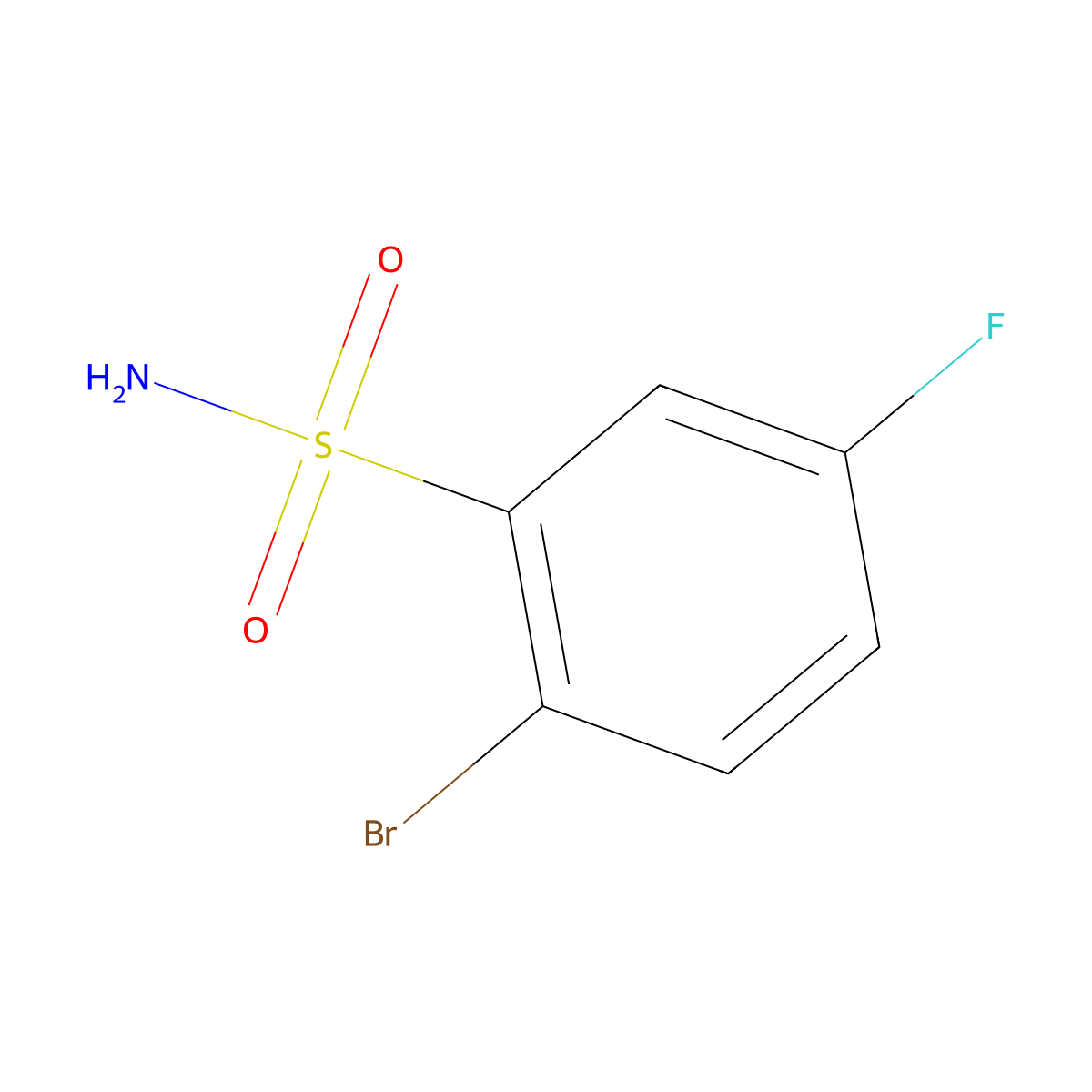 2-Bromo-5-fluorobenzene-1-sulfonamide molecular structure, CAS 654-80-8