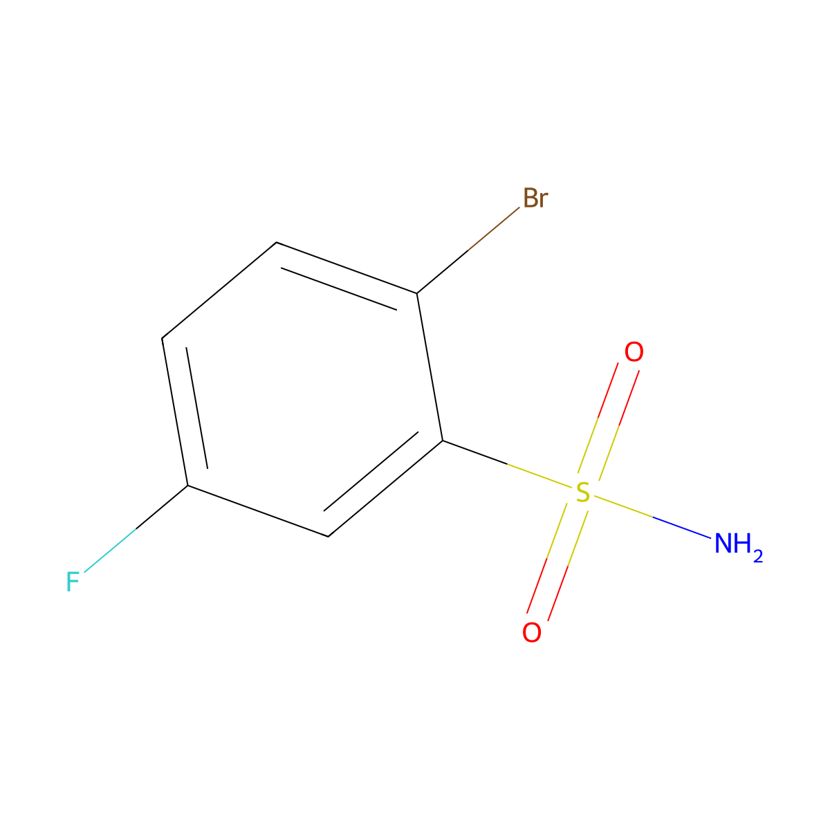 2-Bromo-5-fluorobenzene-1-sulfonamide molecular structure, CAS 654-80-8