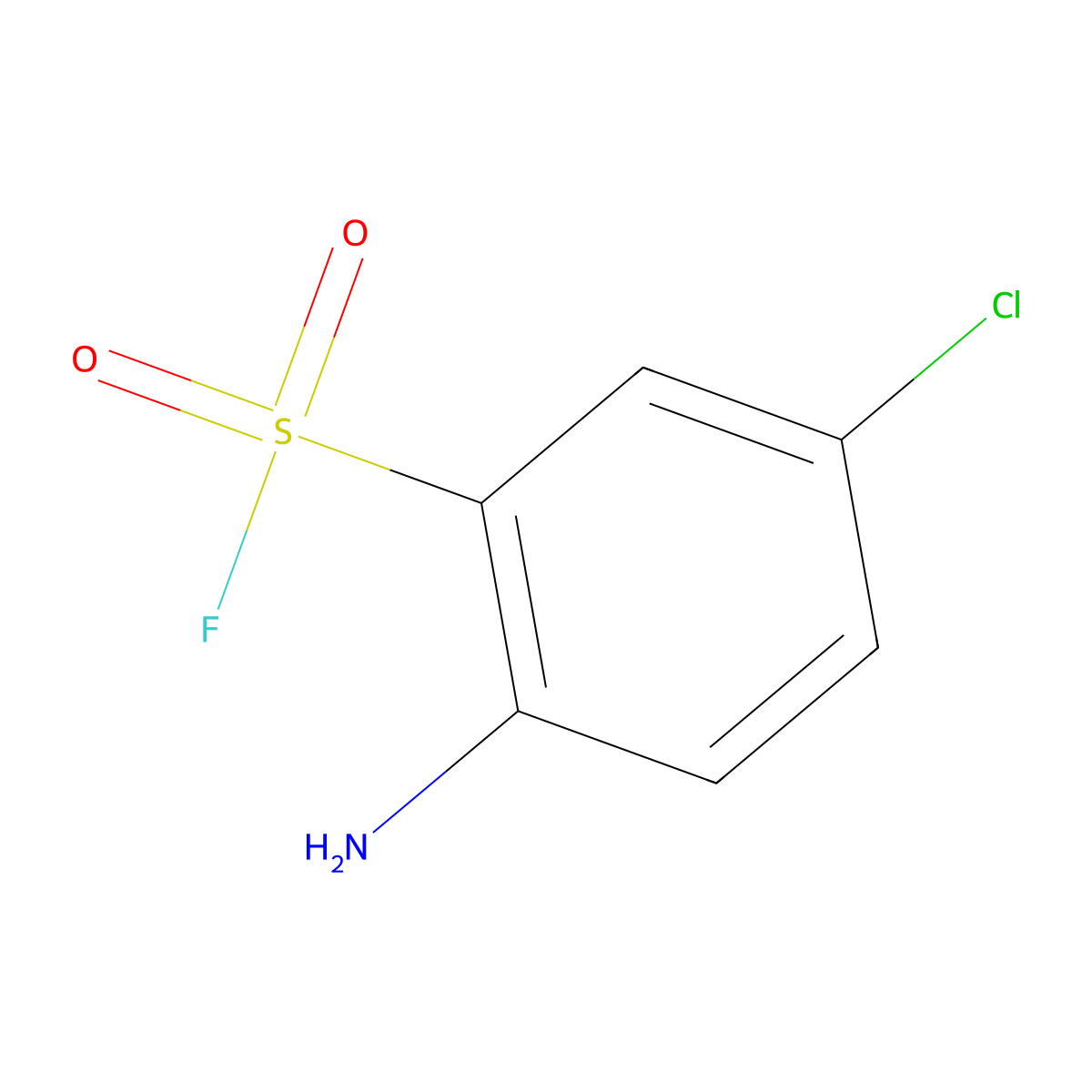2-Amino-5-chlorobenzene-1-sulfonyl fluoride molecular structure, CAS 654-81-9