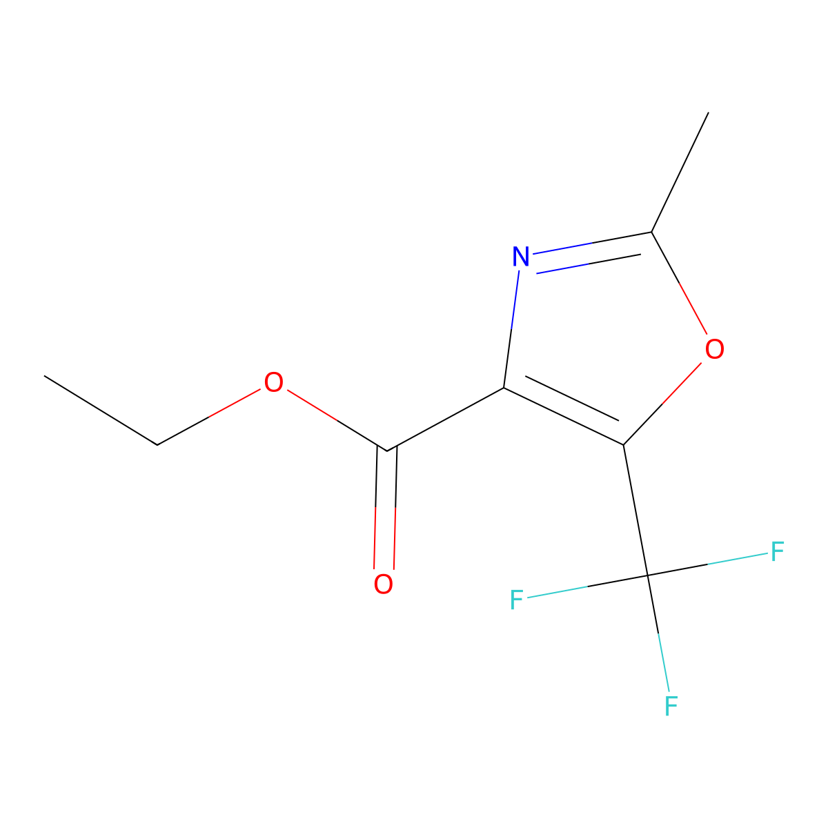 Ethyl 2-methyl-5-(trifluoromethyl)-4-oxazolecarboxylate molecular structure, CAS 654-85-3