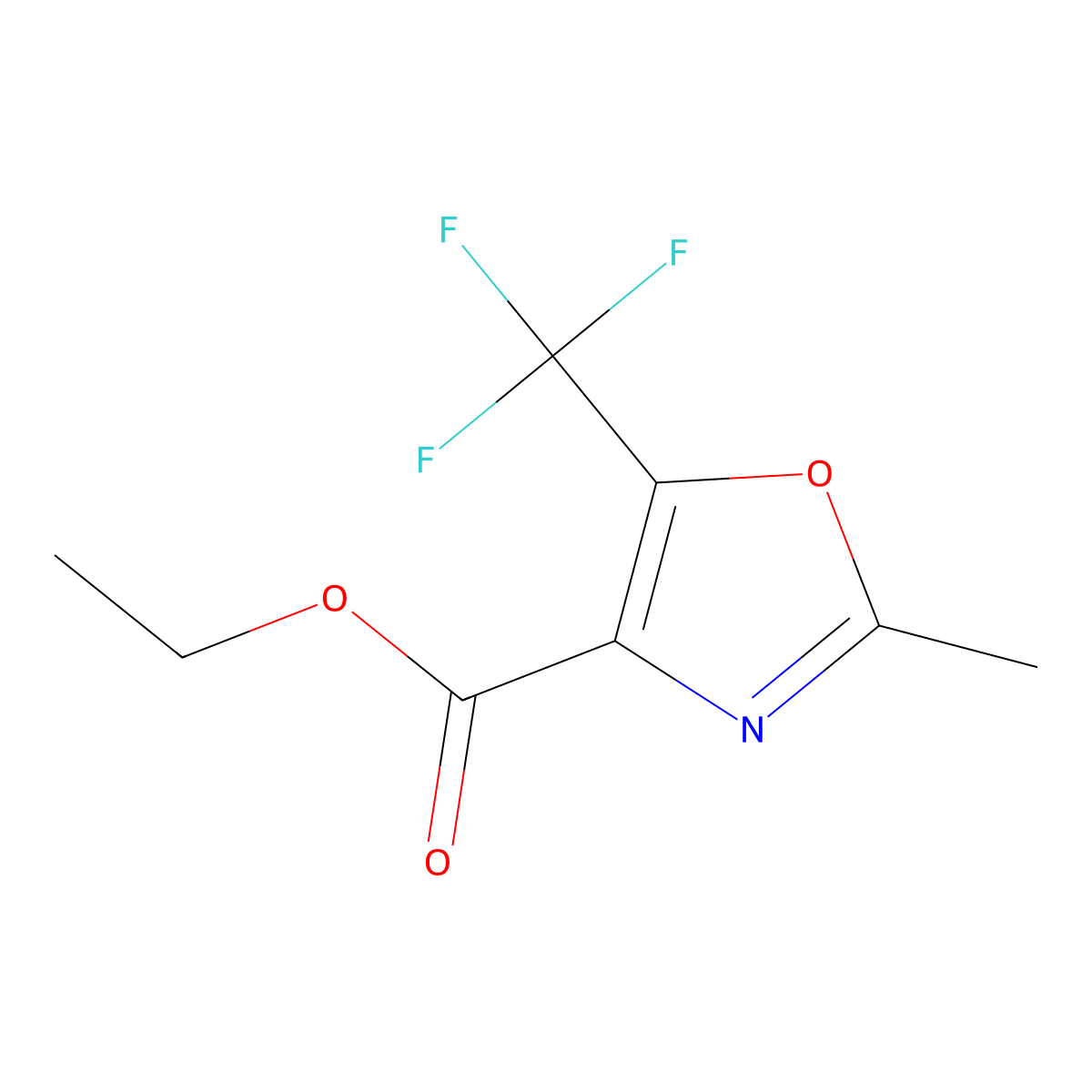 Ethyl 2-methyl-5-(trifluoromethyl)-4-oxazolecarboxylate molecular structure, CAS 654-85-3