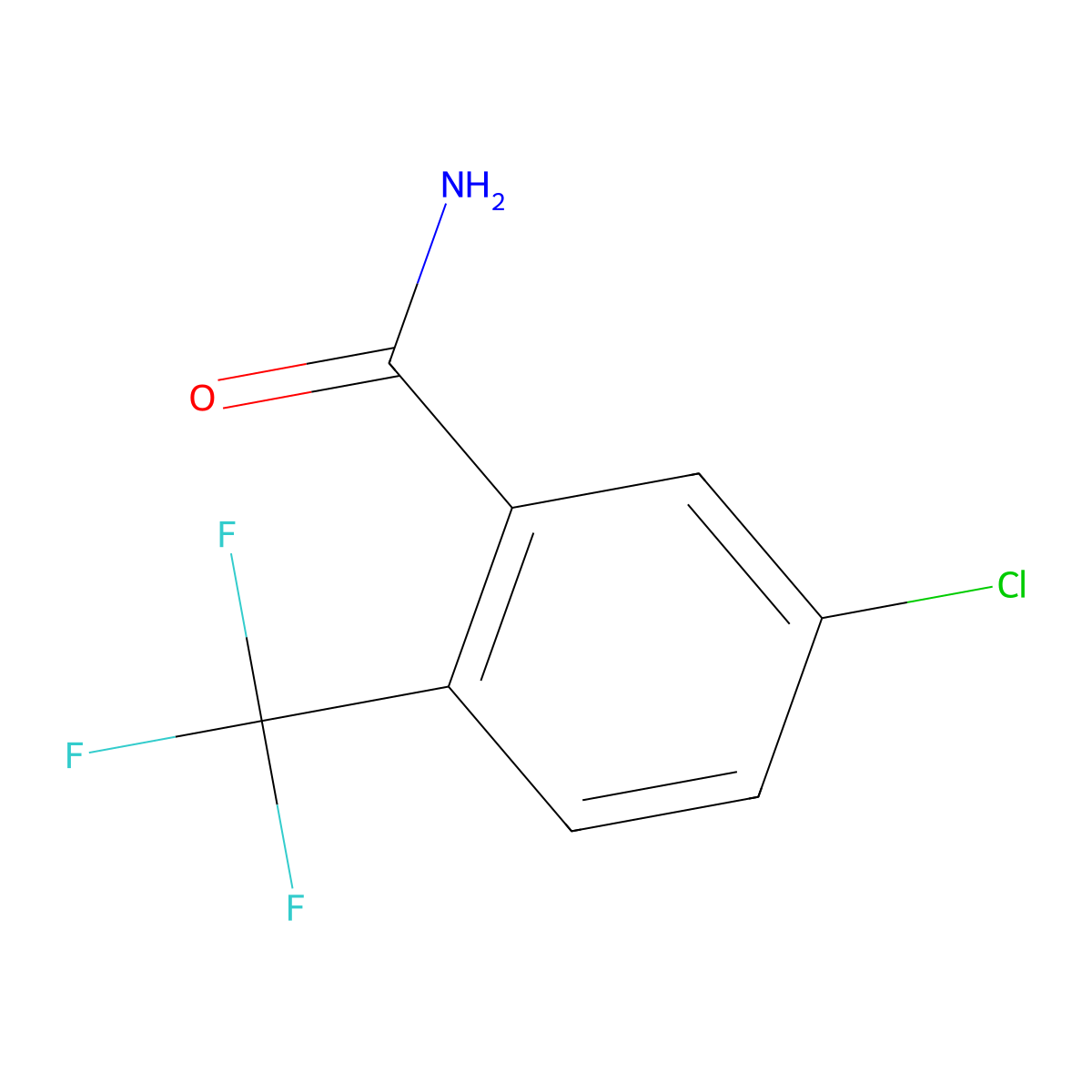 5-Chloro-2-(trifluoromethyl)benzamide molecular structure, CAS 654-94-4