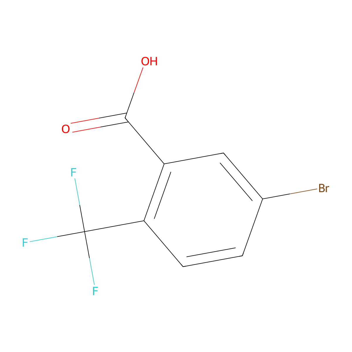 5-Bromo-2-trifluoromethylbenzoic acid molecular structure, CAS 654-97-7