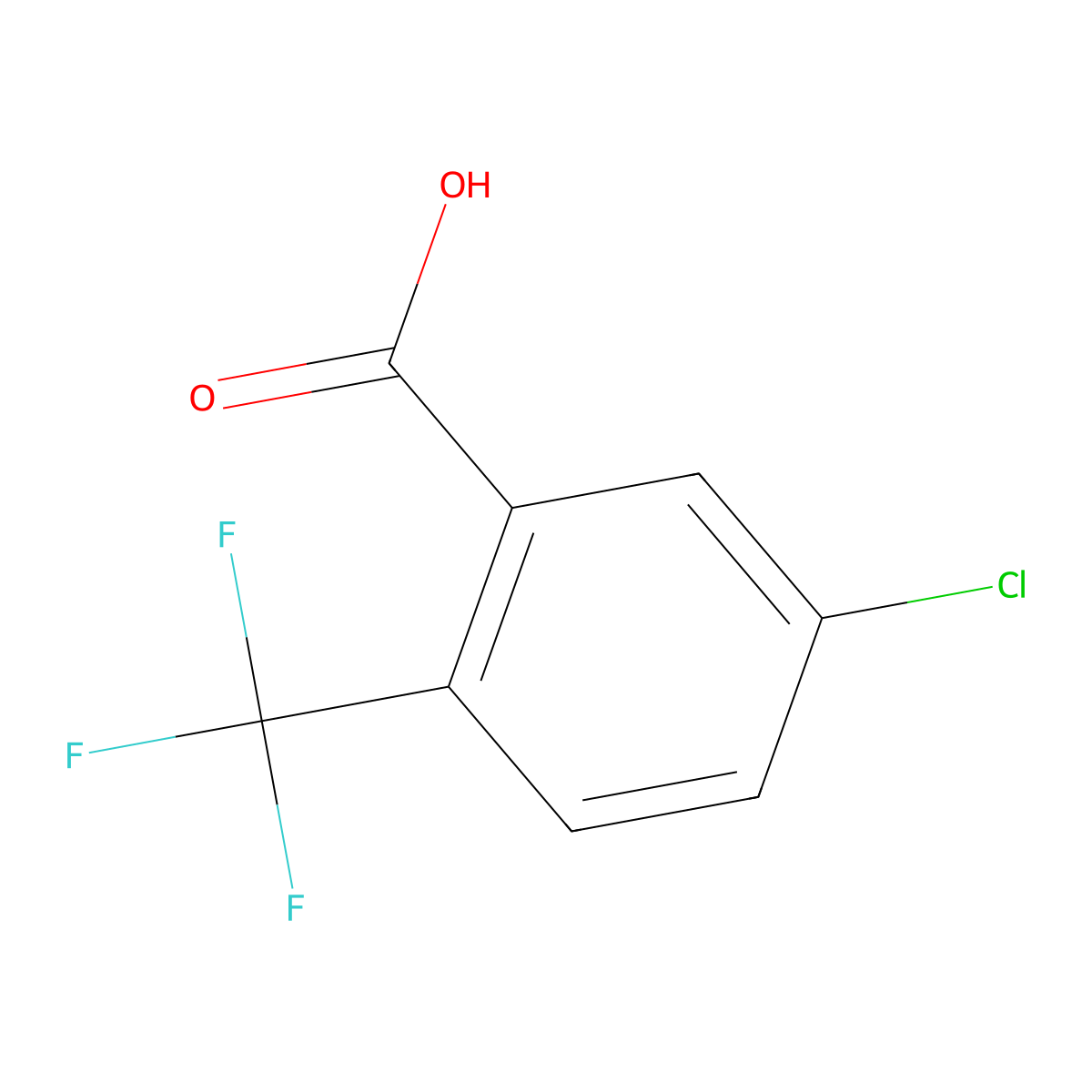 5-Chloro-2-(trifluoromethyl)benzoic acid molecular structure, CAS 654-98-8